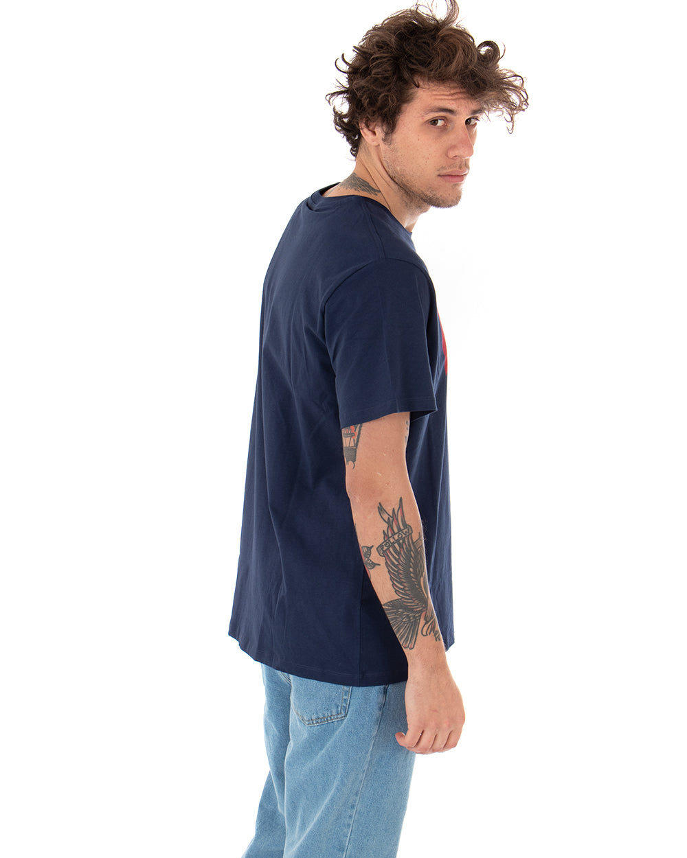 T-shirt Uomo Levi's Tinta Unita Blu Girocollo Logo Bianca Maniche Corte GIOSAL-TS2421A