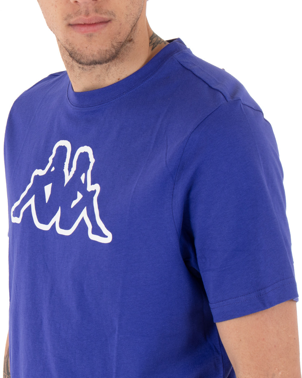 T-shirt Uomo Kappa MM Logo Cromen Tinta Unita Viola Girocollo Maniche Corte Casual GIOSAL-TS2425A