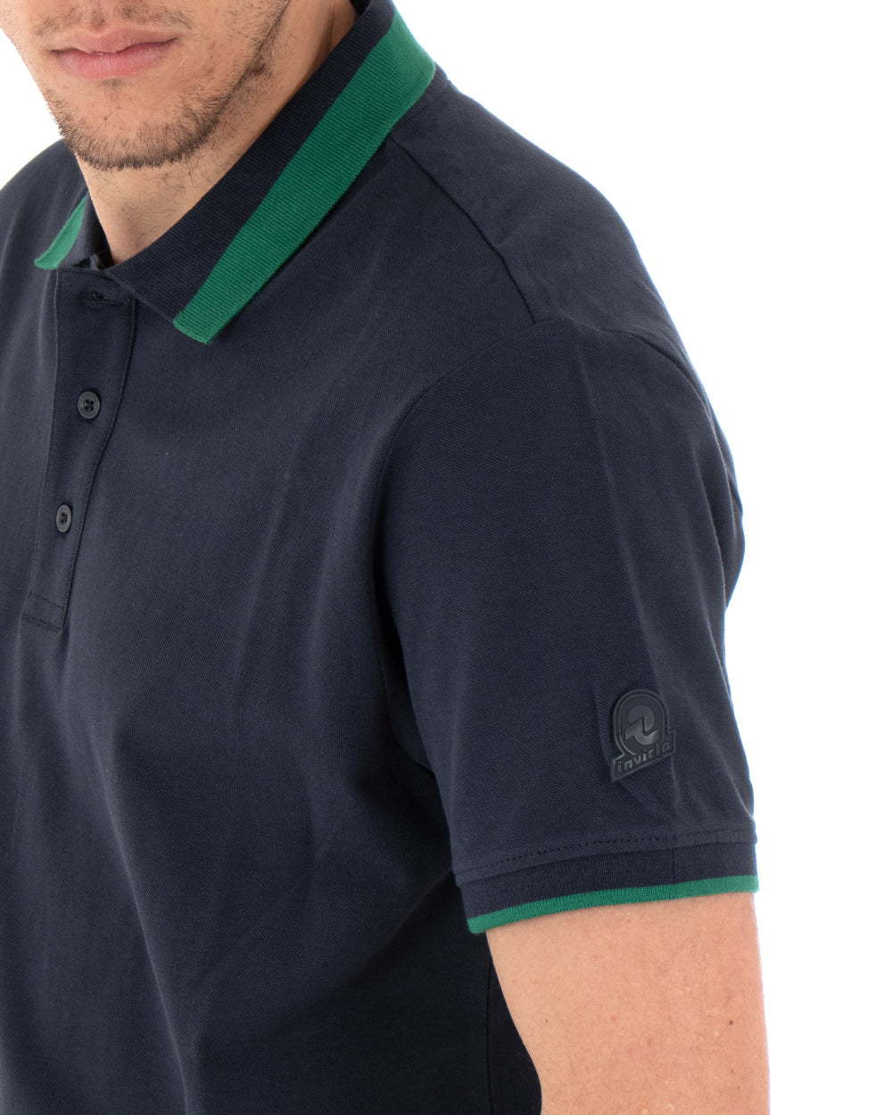 T-shirt Uomo Polo Invicta Piquet Logo Colletto Casual Bottoni Blu Scuro GIOSAL-TS2484A