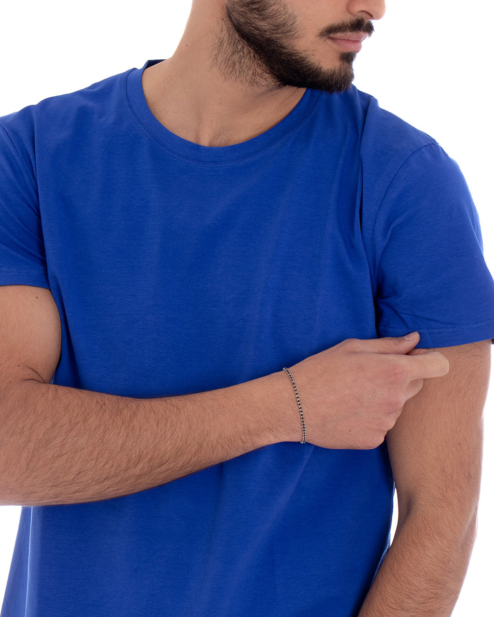 T-shirt Uomo Manica Corta Tinta Unita Blu Royal Girocollo Basic Casual GIOSAL-TS2578A