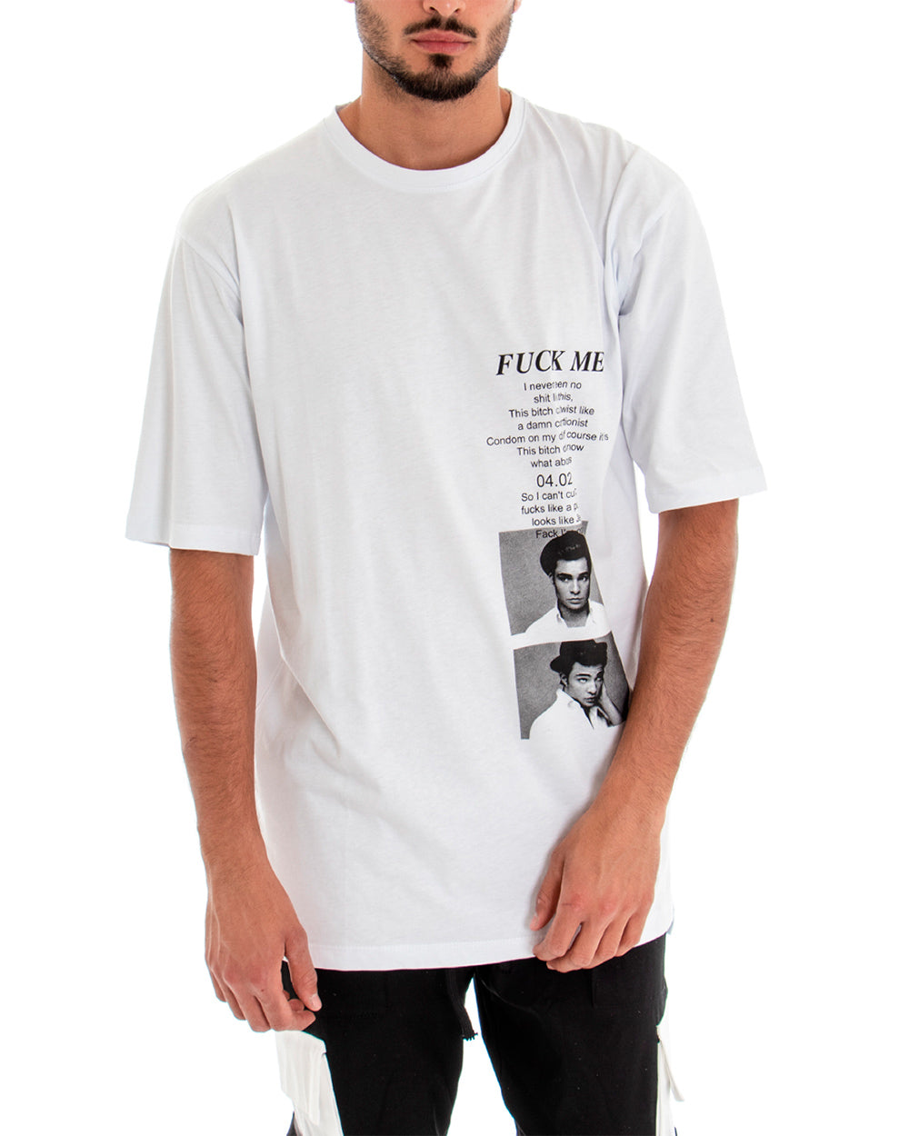 T-shirt Maglia Uomo Maniche Corte Over Size Tinta Unita Stampa GIOSAL-TS2597A