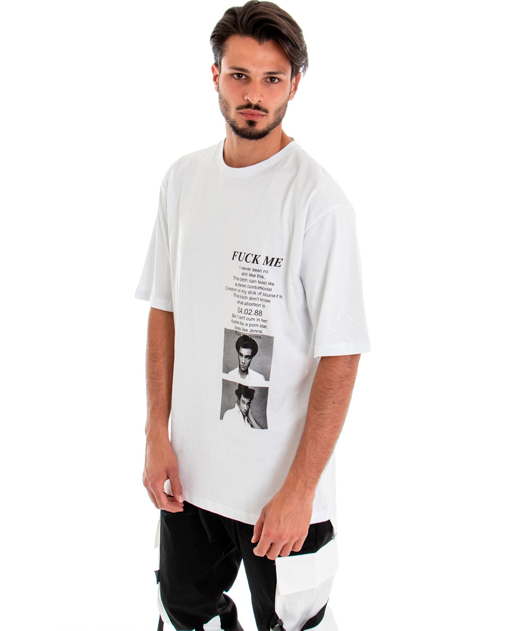 T-shirt Maglia Uomo Maniche Corte Over Size Tinta Unita Stampa GIOSAL-TS2597A