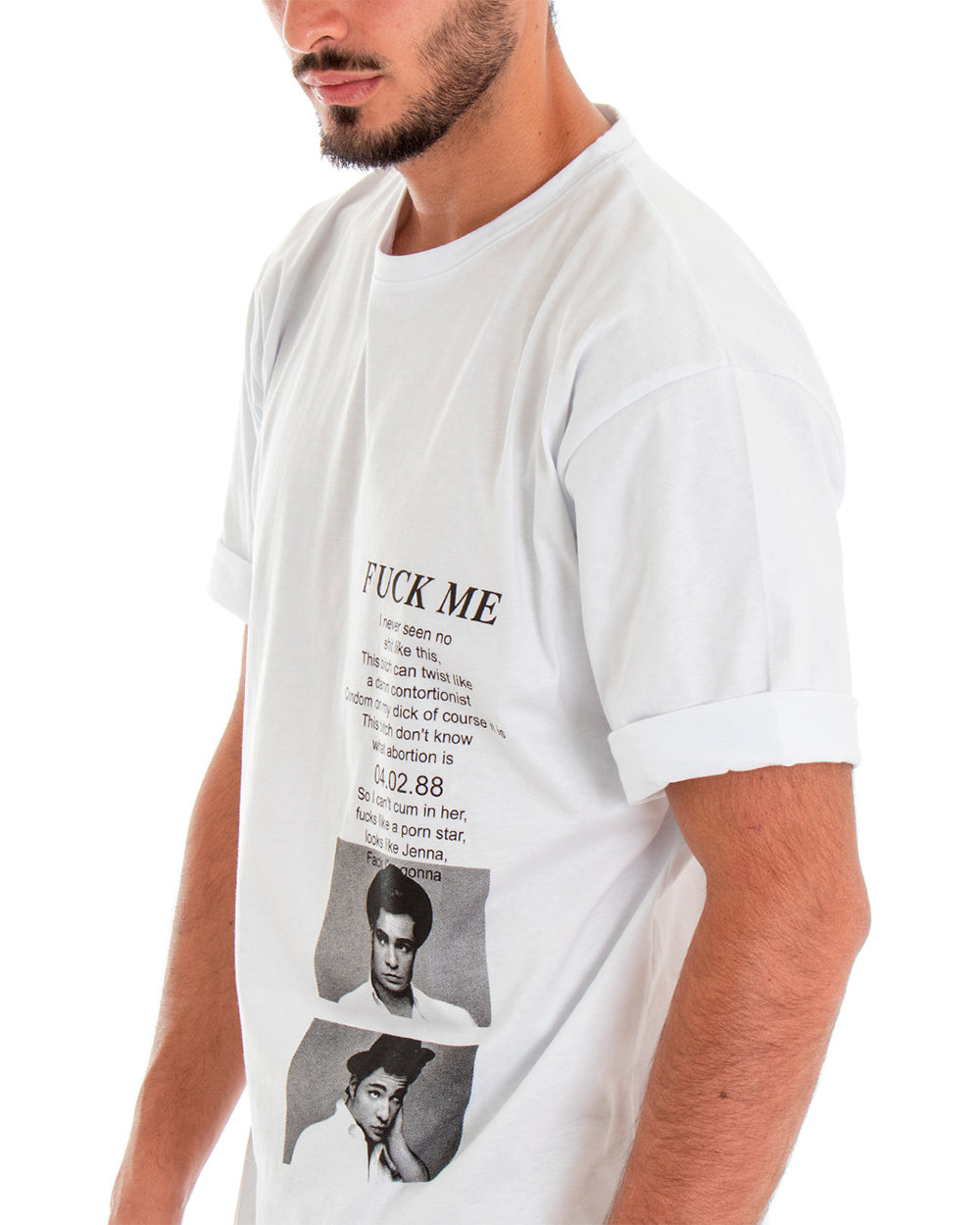 T-shirt Maglia Uomo Maniche Corte Over Size Tinta Unita Stampa GIOSAL-TS2597A