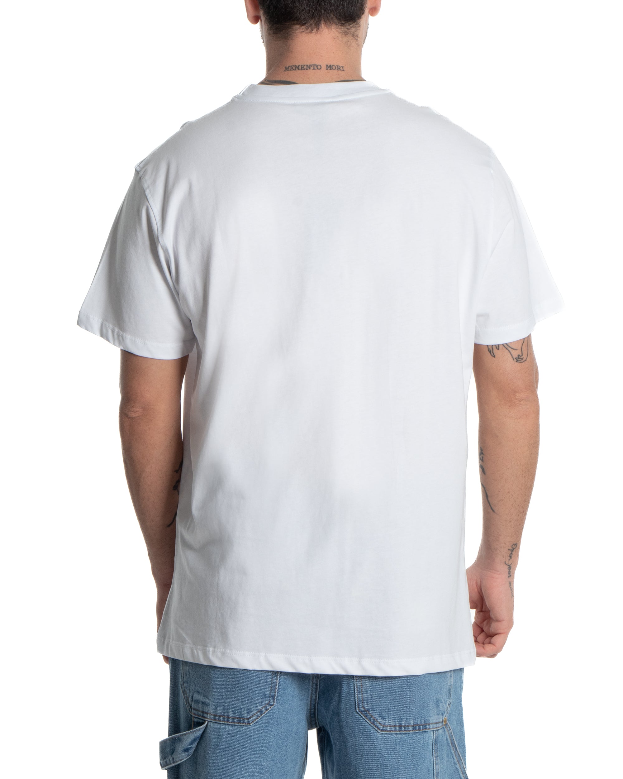 T-shirt Uomo Cotone Basic Tinta Unita Bianco Girocollo Casual Gola Alta GIOSAL-TS2982A