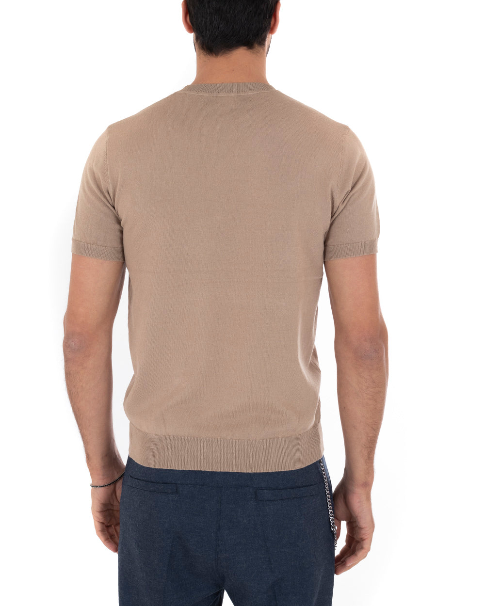 T-Shirt Uomo Manica Corta Tinta Unita Camel Girocollo Filo Casual GIOSAL-TS3053A