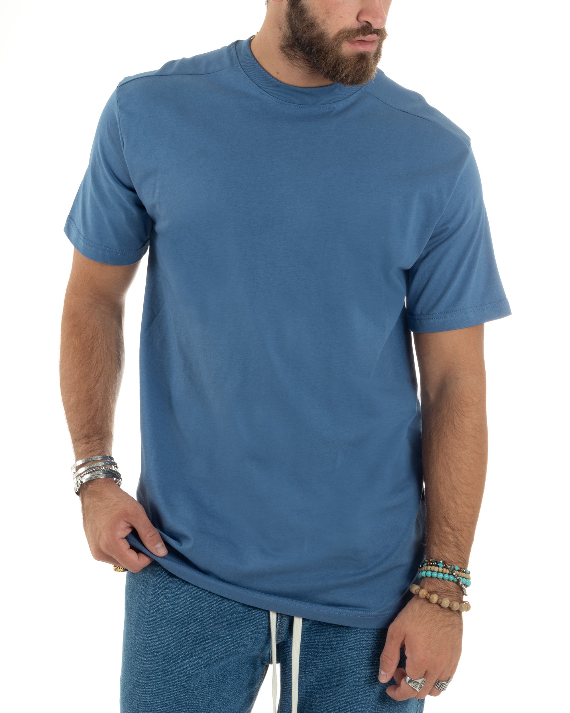 BE BOARD T-Shirt Uomo Manica Corta Azzurra XXXL: Cotone Morbido, Girocollo, Look Casual Con Logo