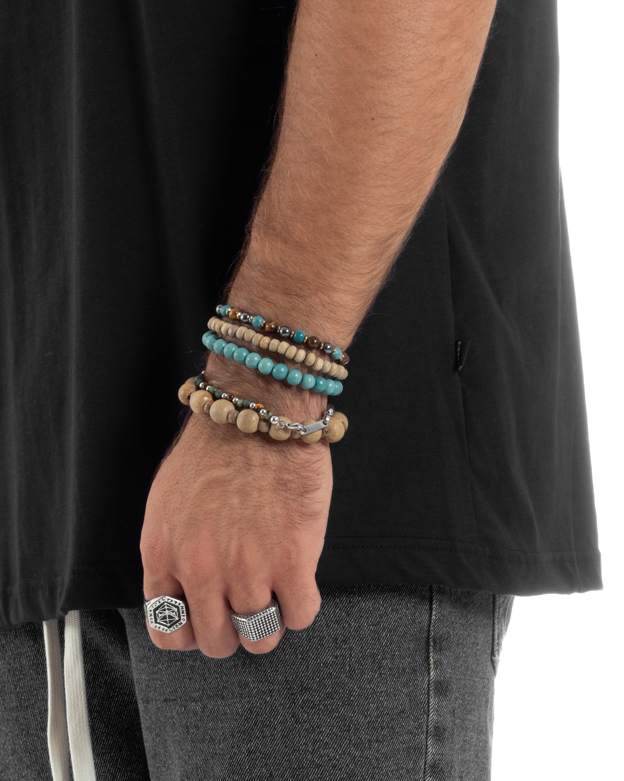 T-shirt Uomo Girocollo Mezze Maniche Cotone Premium Maglia Basic Casual Tinta Unita Nero GIOSAL-TS3082A