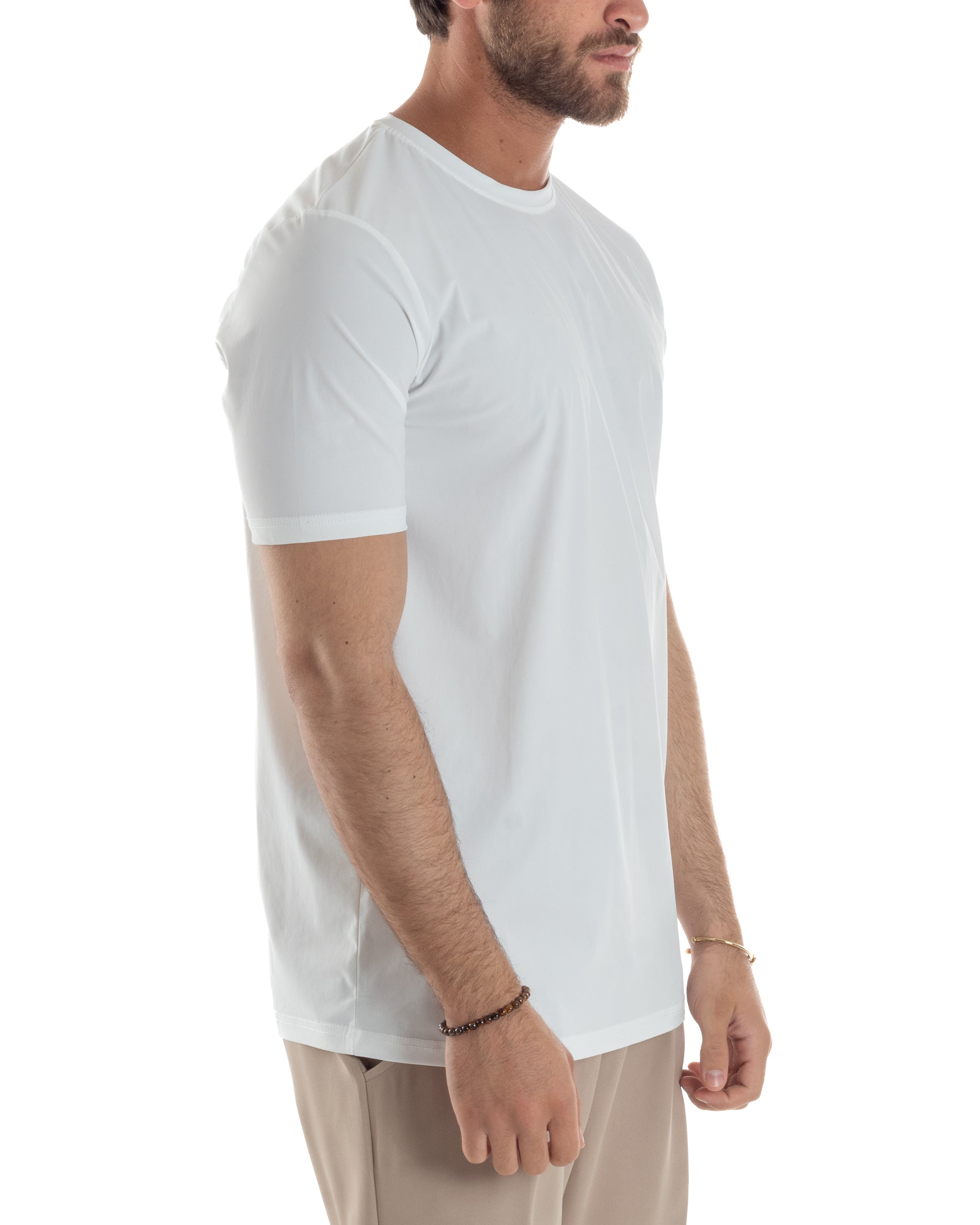 GIOSAL-TS3127A Basic weißes bügelfreies Viskose-T-Shirt