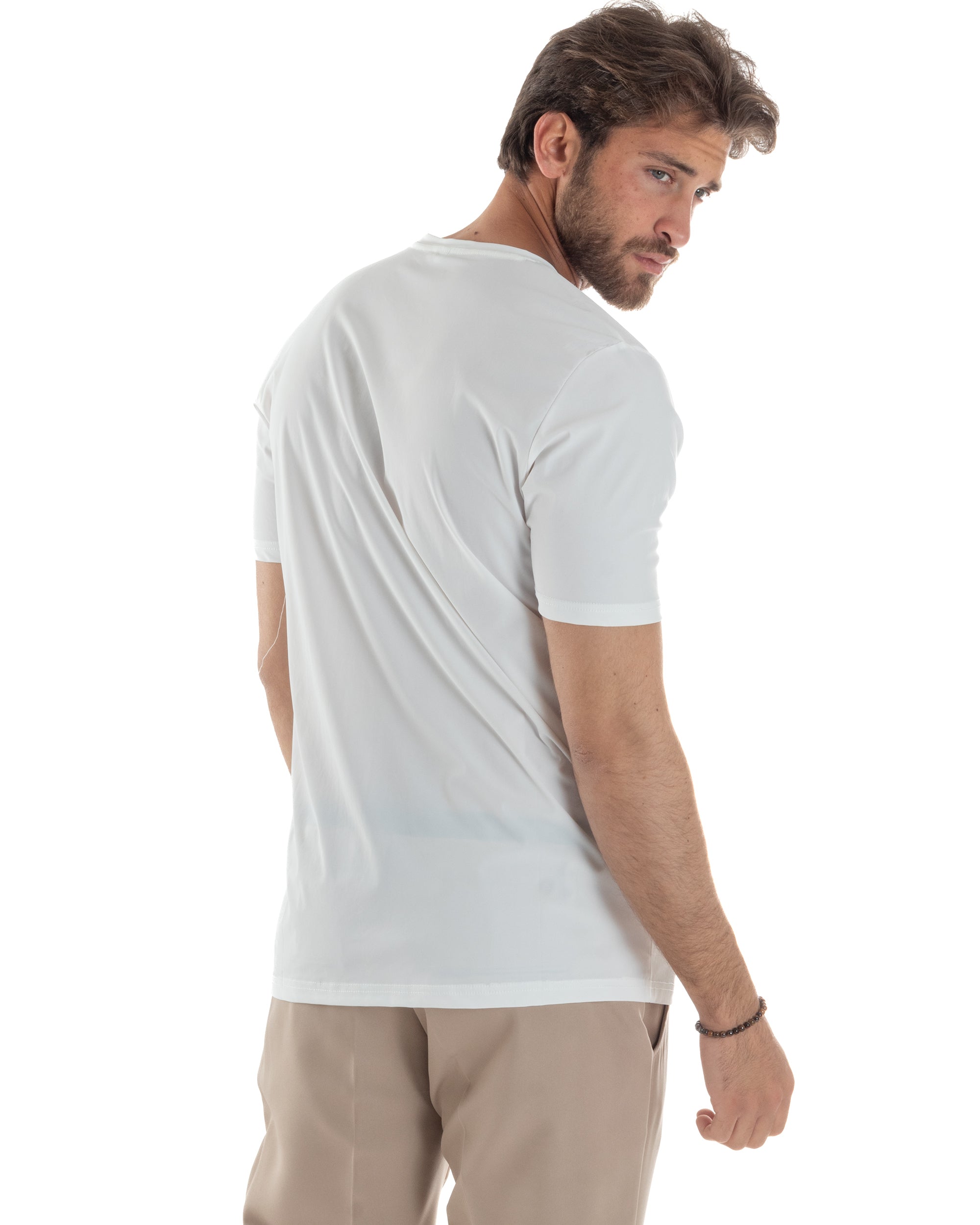 GIOSAL-TS3127A Basic weißes bügelfreies Viskose-T-Shirt