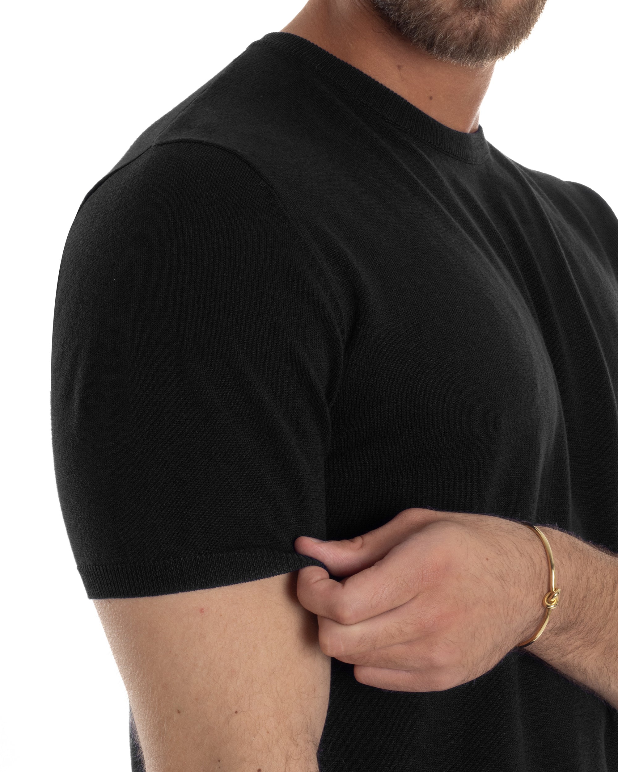 Men's T-Shirt Short Sleeve Solid Color Light Blue Crew Neck Casual Thread GIOSAL-TS2617A