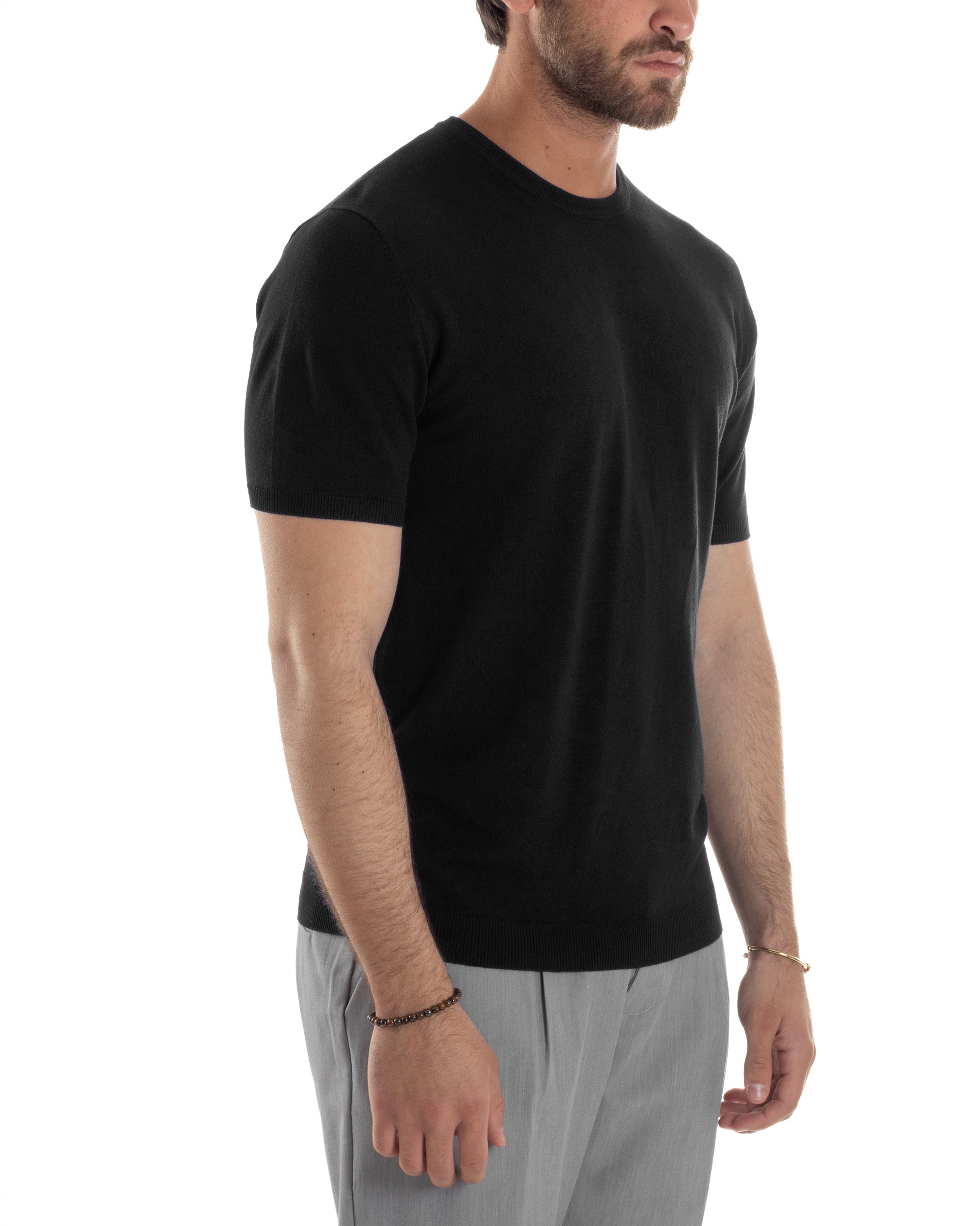 Men's T-Shirt Short Sleeve Solid Color Light Blue Crew Neck Casual Thread GIOSAL-TS2617A