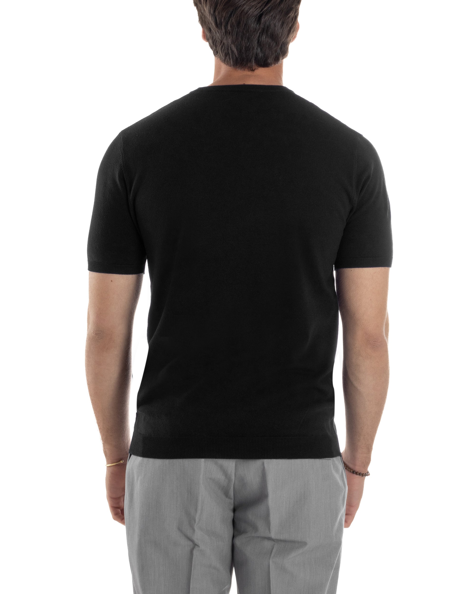 Men's T-Shirt Short Sleeve Solid Color Light Blue Crew Neck Casual Thread GIOSAL-TS2617A