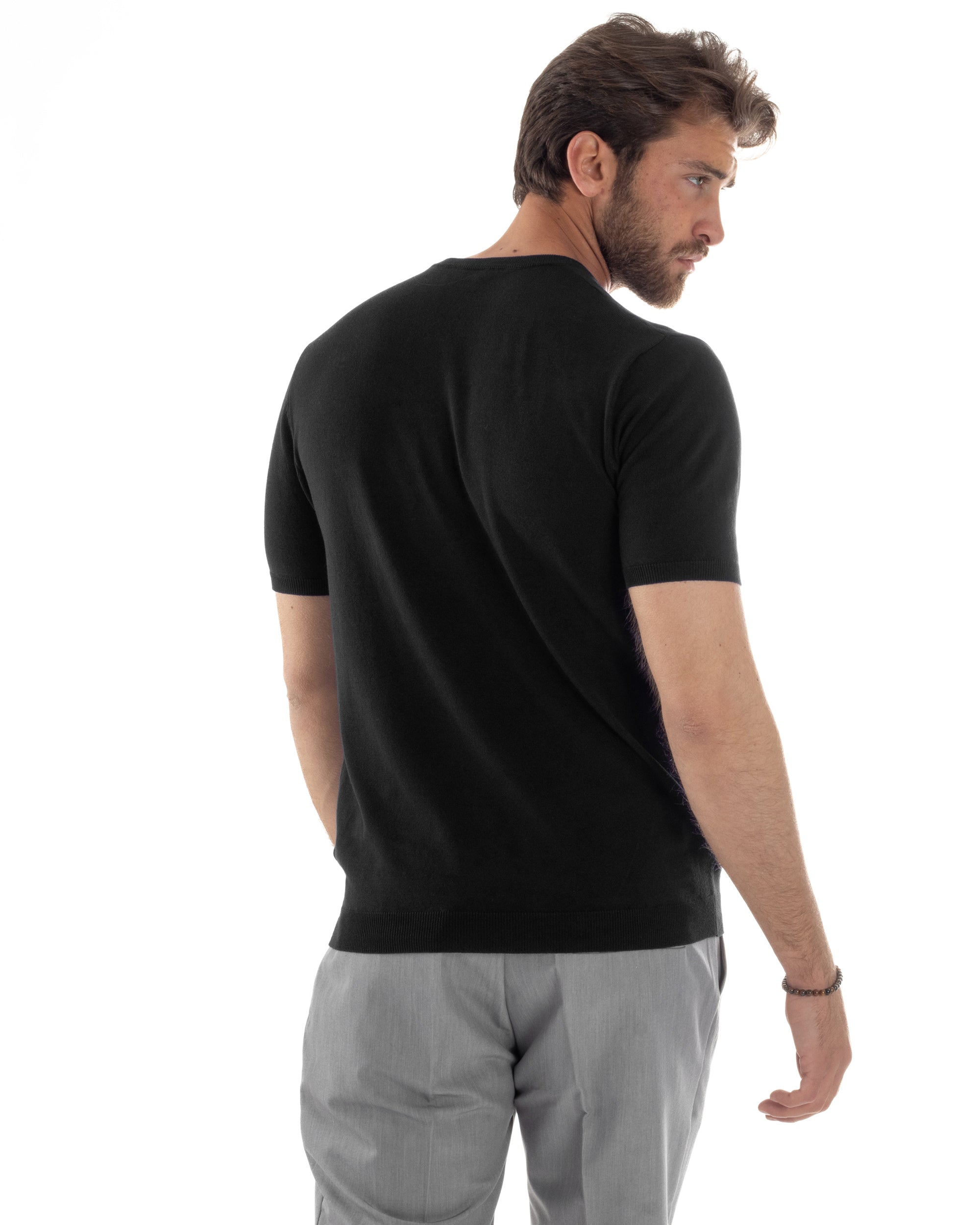 Men's T-Shirt Short Sleeve Solid Color Light Blue Crew Neck Casual Thread GIOSAL-TS2617A