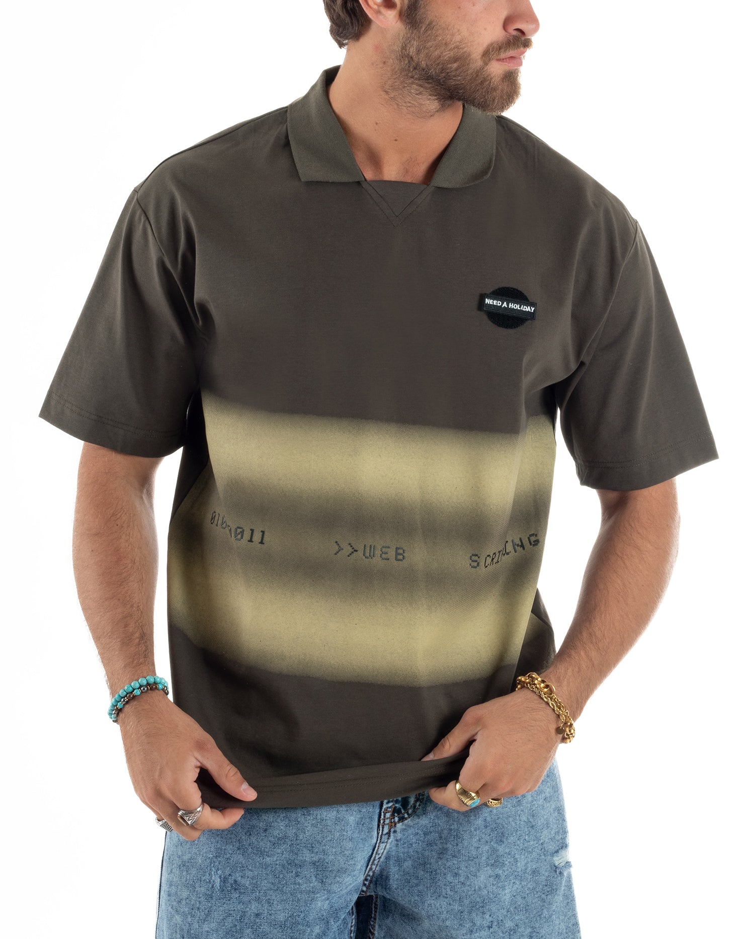 T-shirt Oversize Cotone Polo Sfumata TS3175A