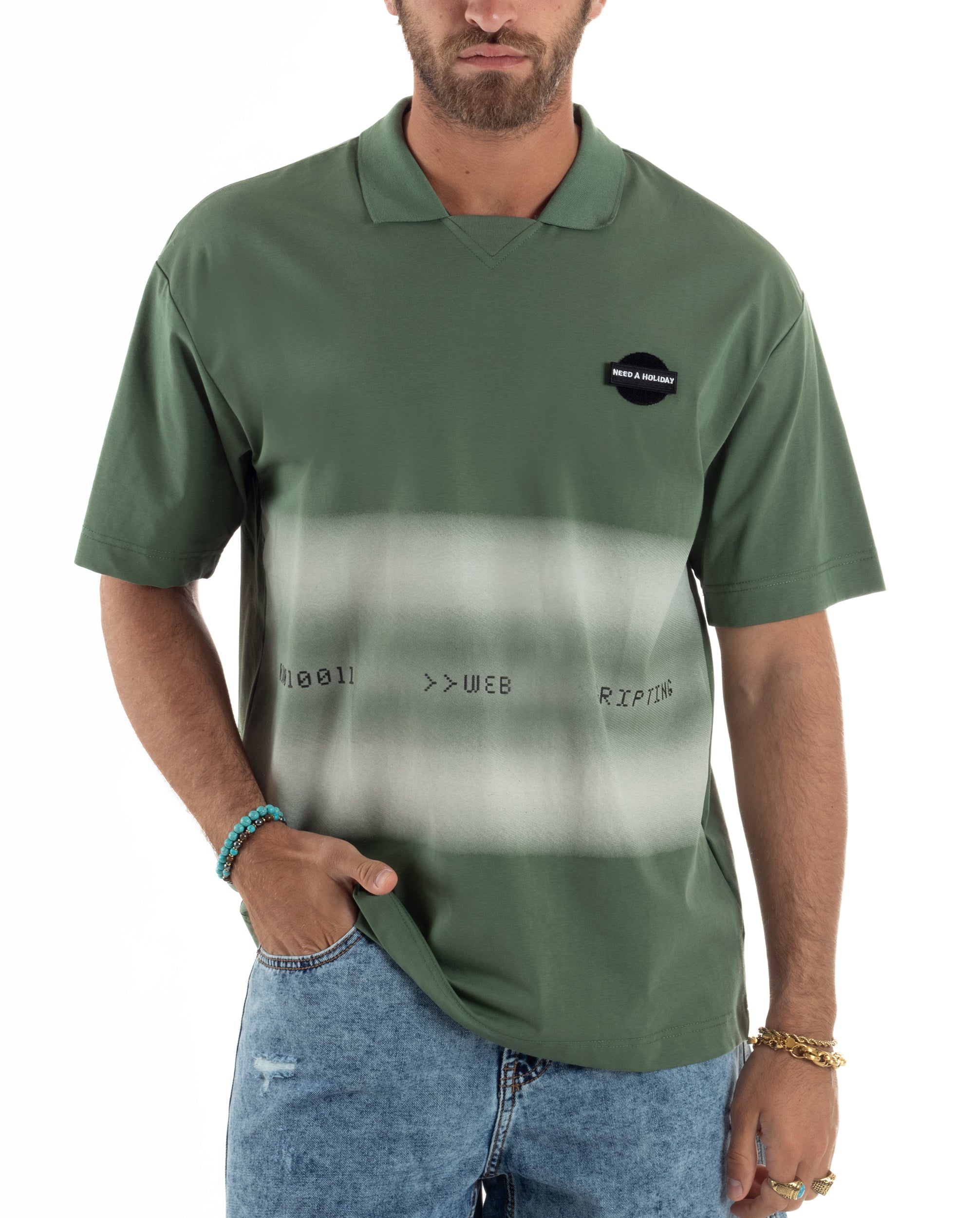 T-shirt Oversize Cotone Polo Sfumata TS3177A