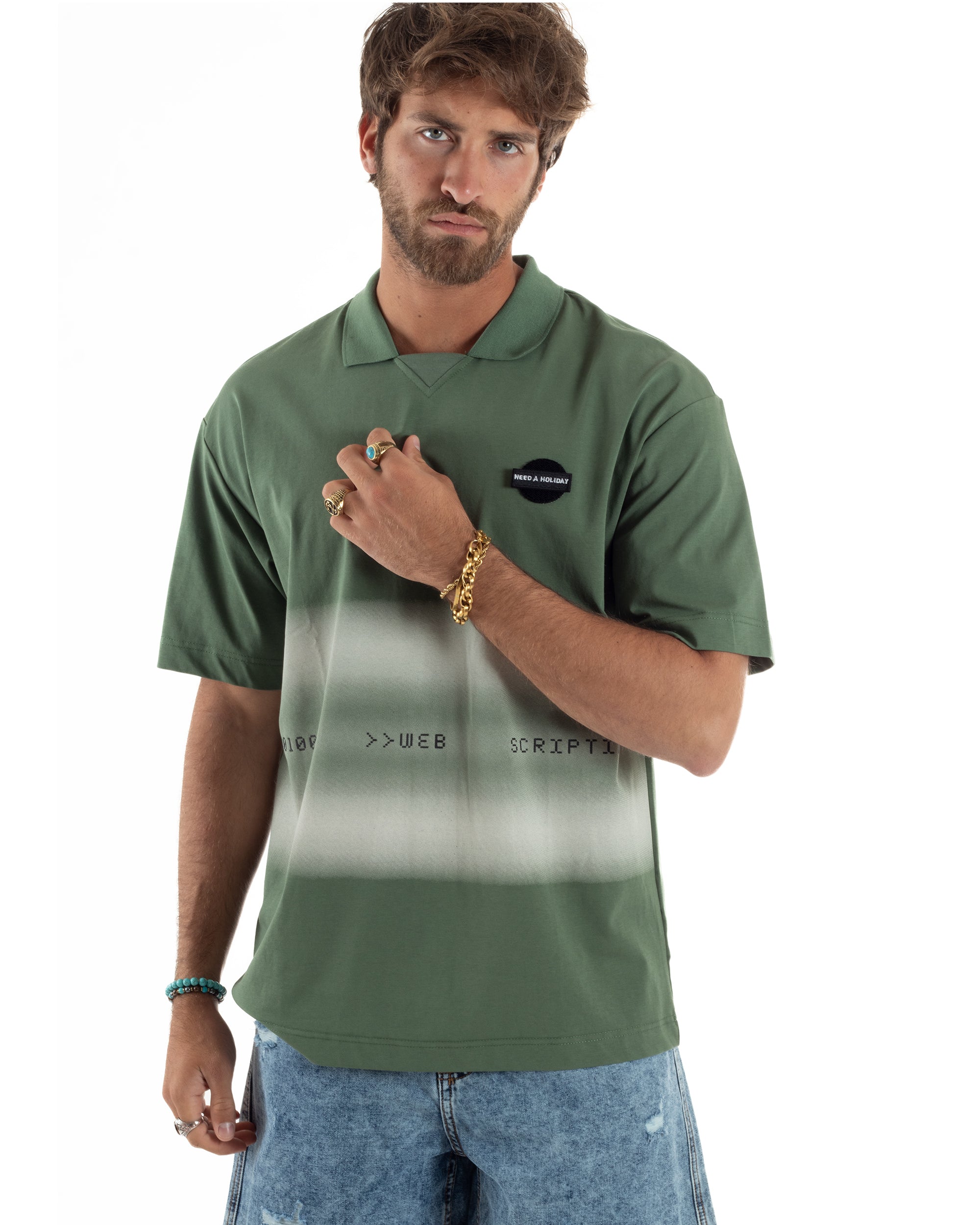 T-shirt Oversize Cotone Polo Sfumata TS3177A