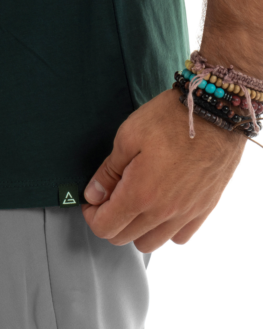 T-shirt Uomo Filo Di Scozia Basic Leggera Tinta Unita Verde Girocollo Casual GIOSAL-TS3188A