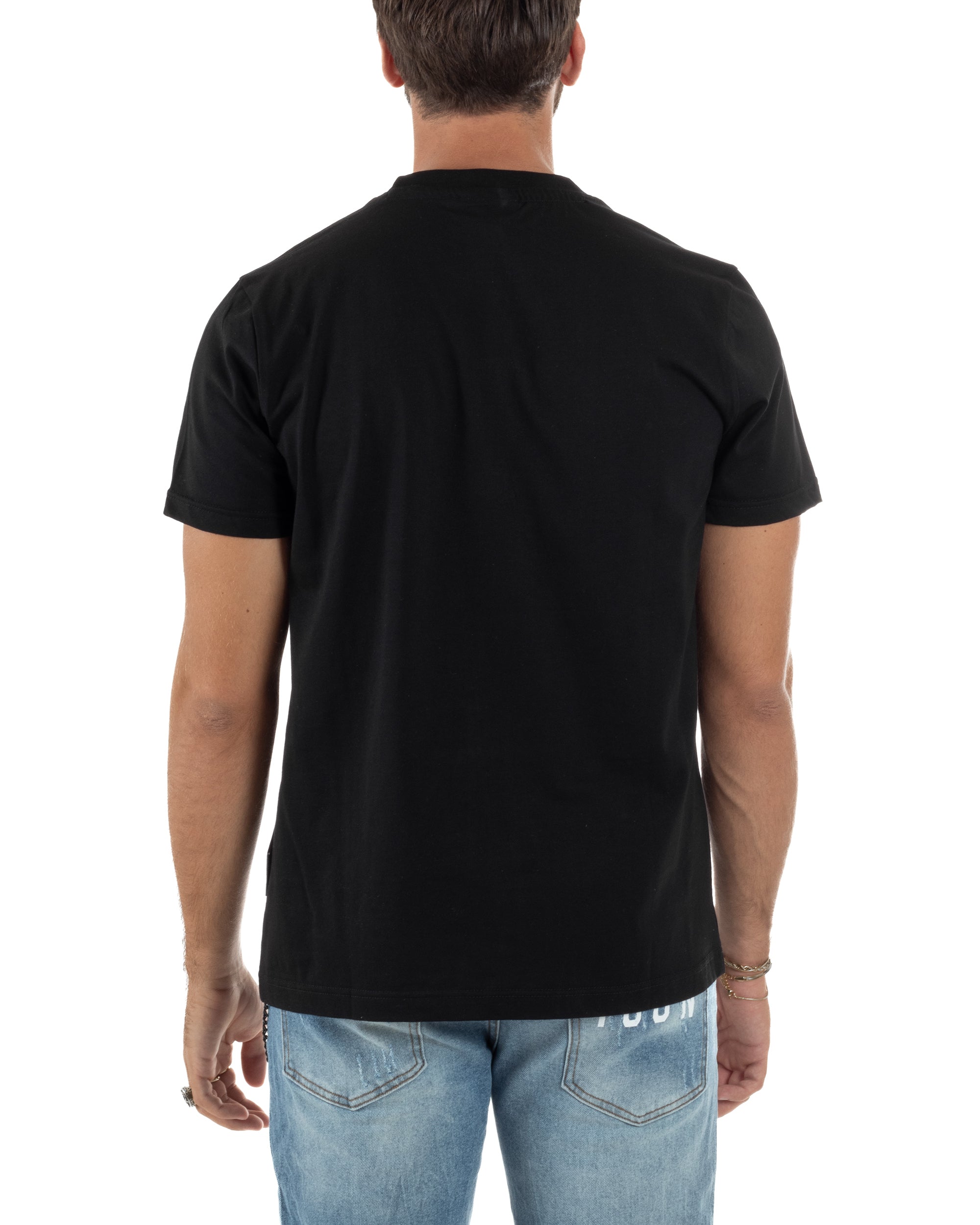 T-shirt Uomo Girocollo Stampa Basic Regular Fit Nero ICON ICUF2W6T001