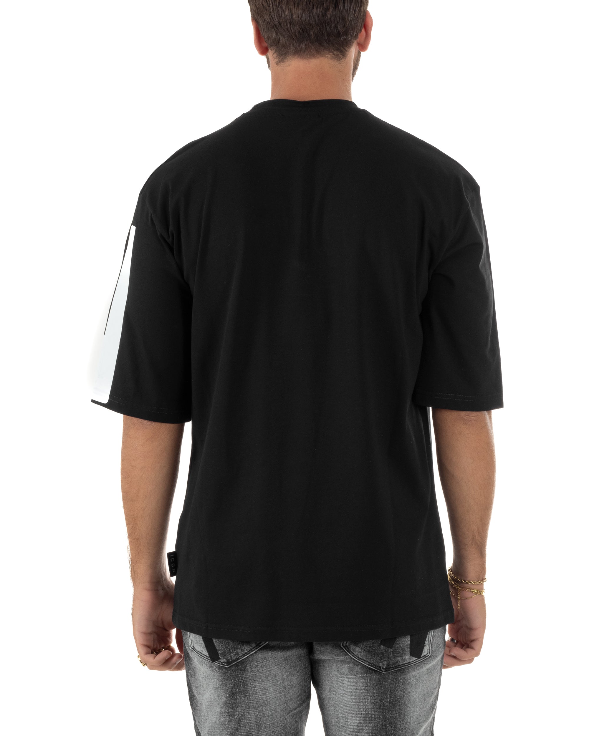 T-shirt Uomo Girocollo Stampa Basic Oversize Nero ICON ICUF2W6T006