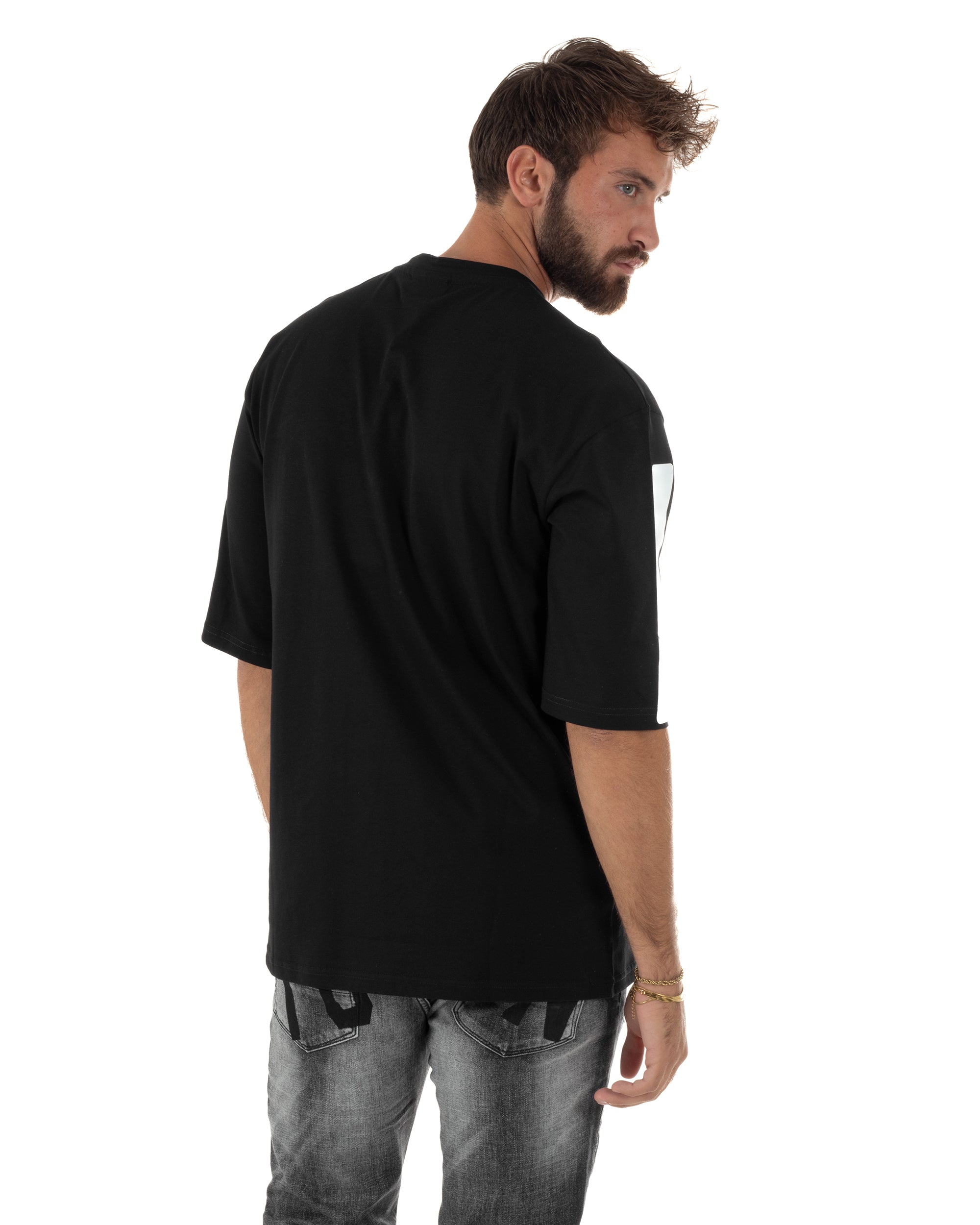 T-shirt Uomo Girocollo Stampa Basic Oversize Nero ICON ICUF2W6T006
