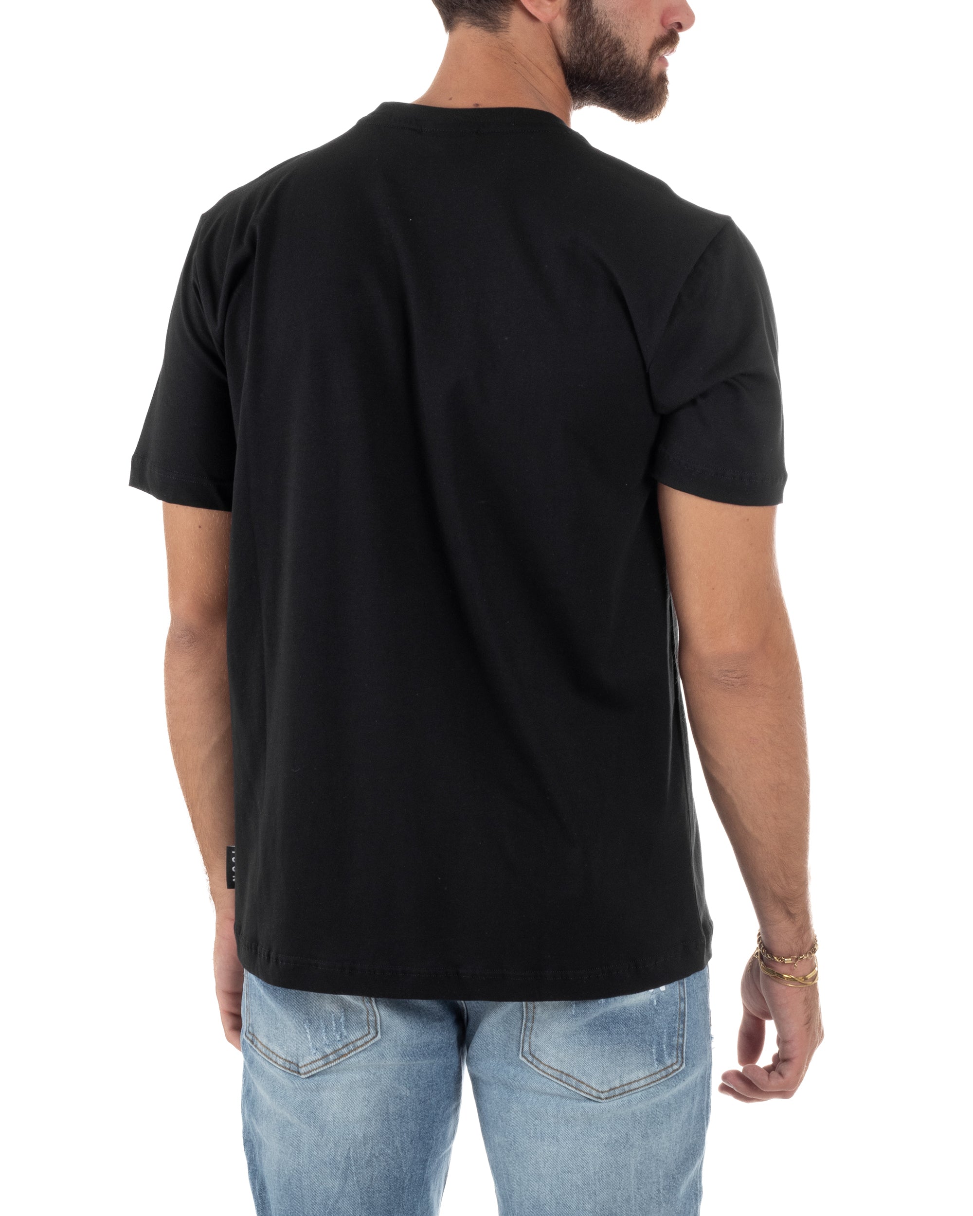 T-shirt Uomo Girocollo Regular Fit Stampa Basic Nero ICON ICUF2W6T002