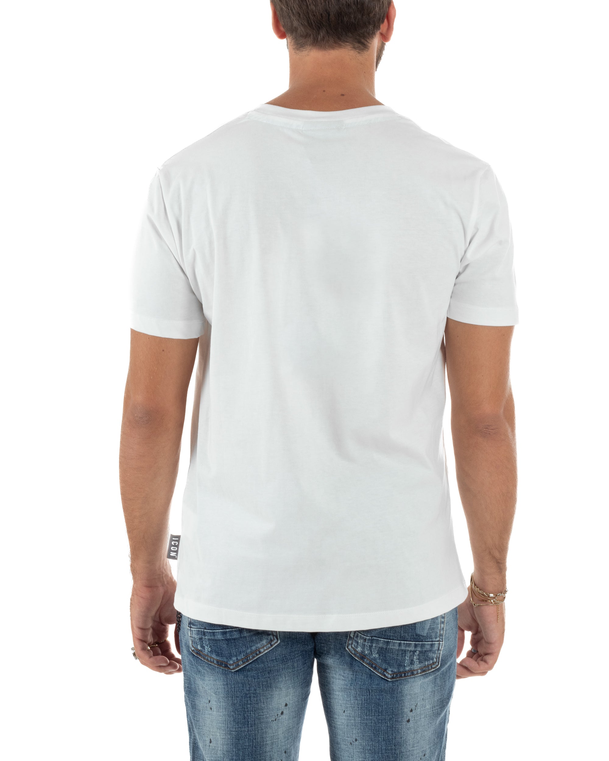 T-shirt Uomo Girocollo Stampa Basic Bianco ICON ICUF2W6T004