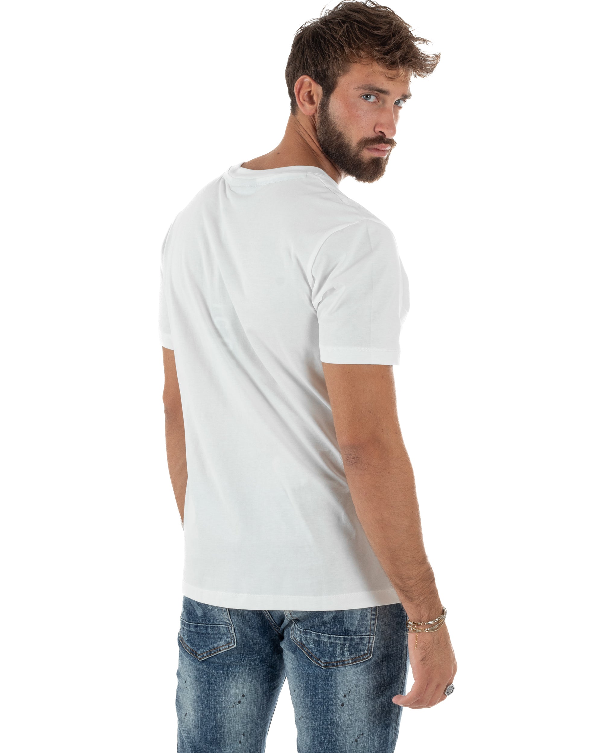 T-shirt Uomo Girocollo Stampa Basic Bianco ICON ICUF2W6T004