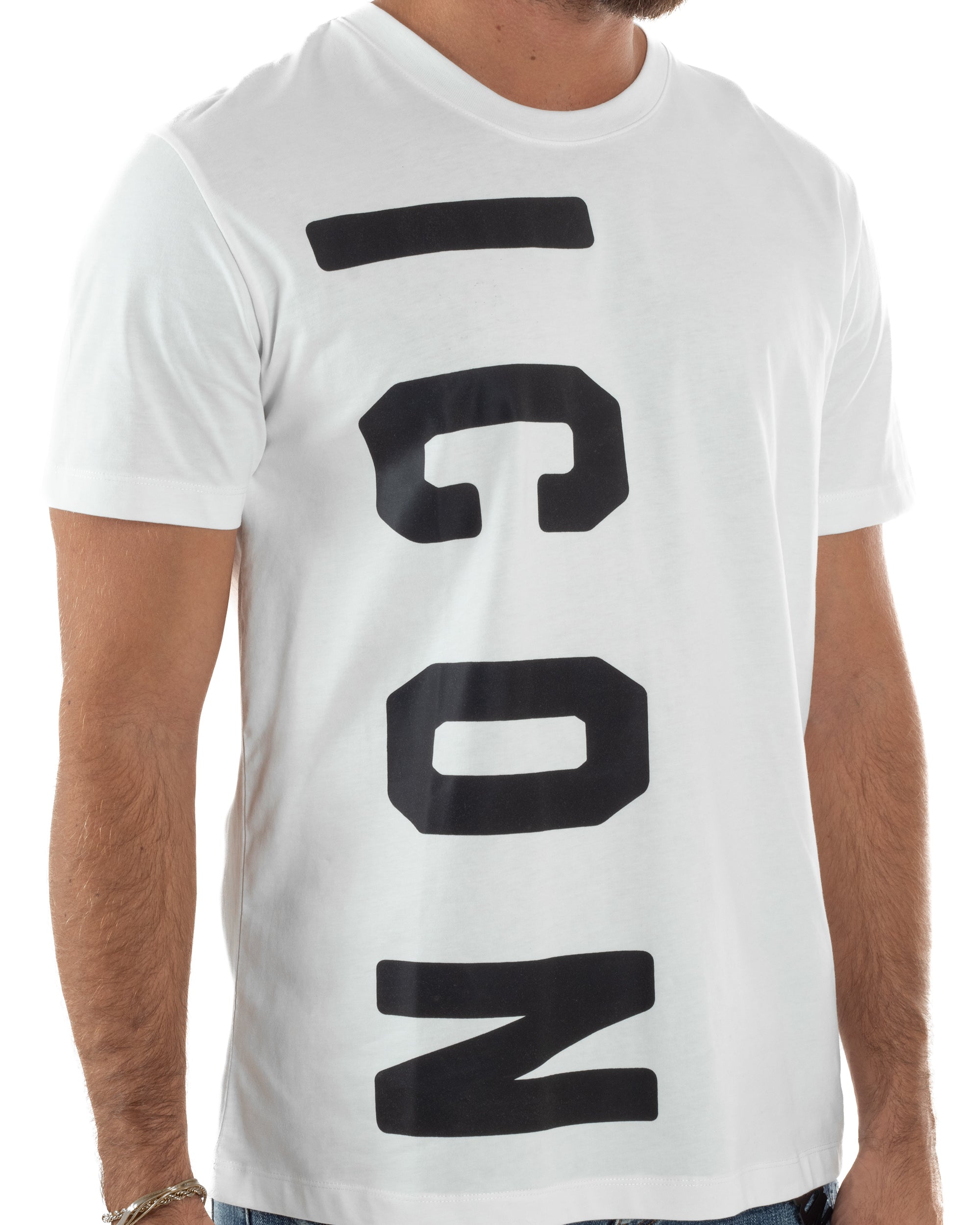 T-shirt Uomo Girocollo Stampa Basic Bianco ICON ICUF2W6T004