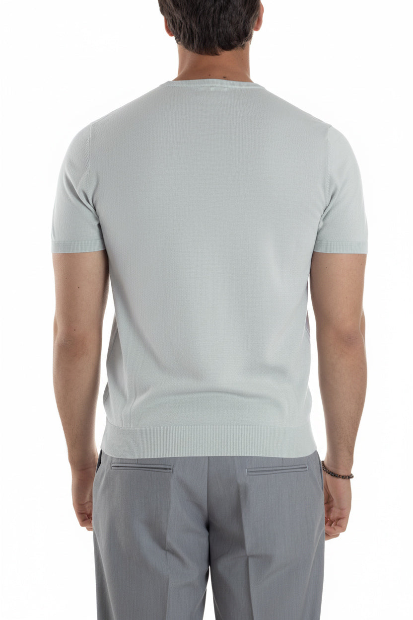 Vista completa posteriore t-shirt uomo ghiaccio girocollo filo casual basic