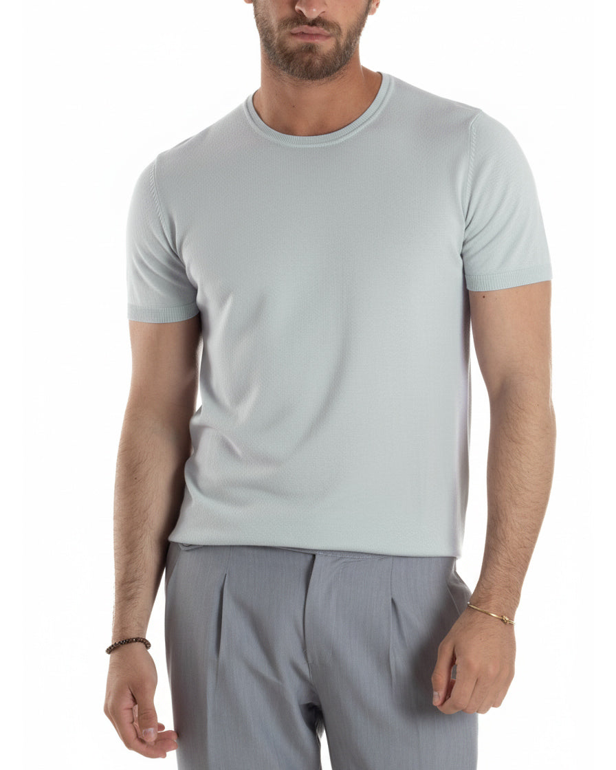 Vista frontale t-shirt ghiaccio girocollo filo viscosa casual uomo