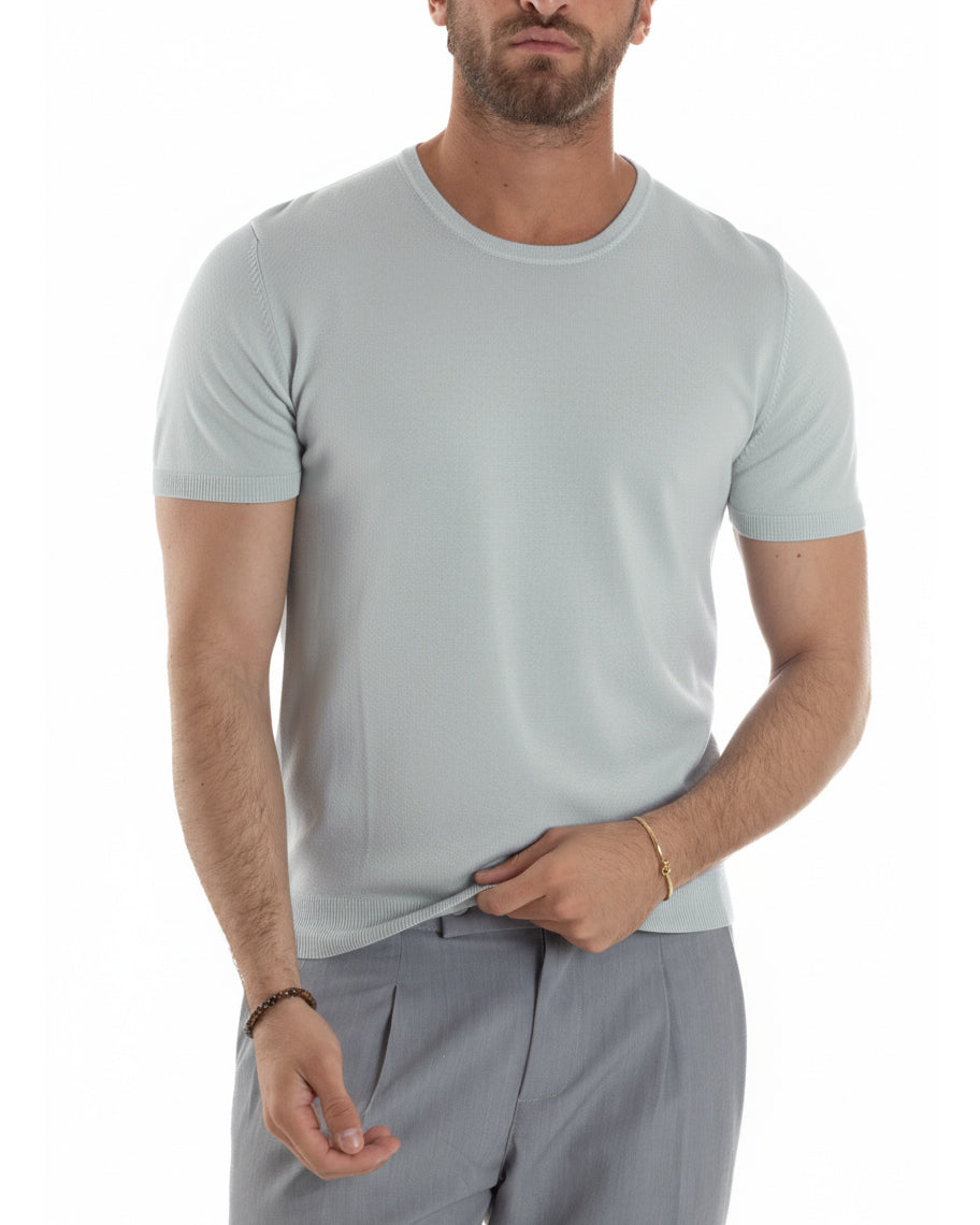 T-shirt uomo ghiaccio girocollo filo maglia sottogiacca regular fit