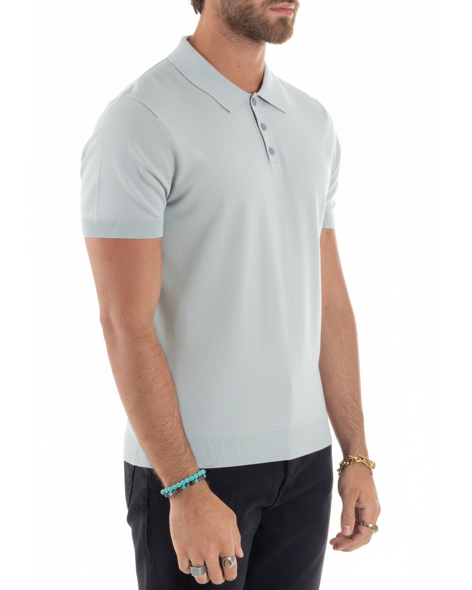 Vista laterale polo uomo ghiaccio filo maglia leggera casual basic