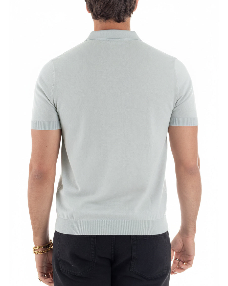 Vista completa posteriore polo uomo ghiaccio filo maglia sottogiacca basic