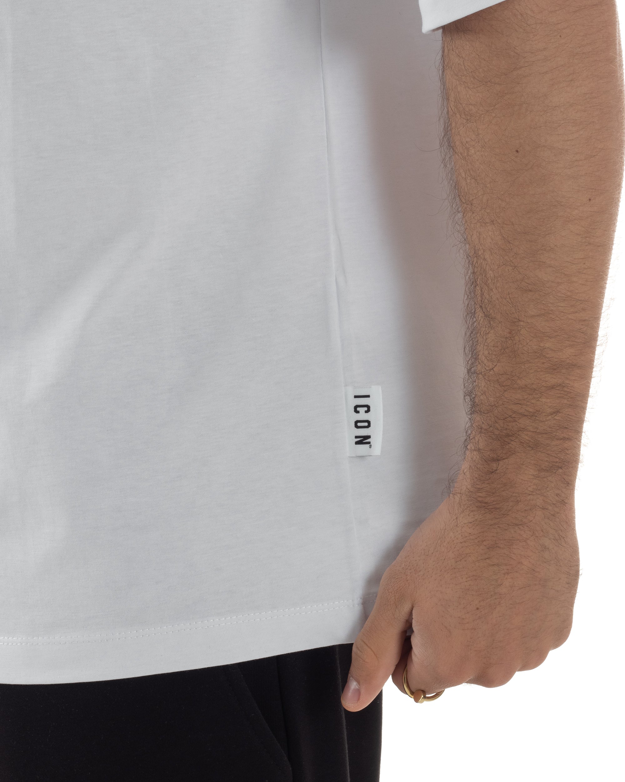 T-shirt uomo mezzo collo stampa basic oversize gola alta bianco ICON IUT008