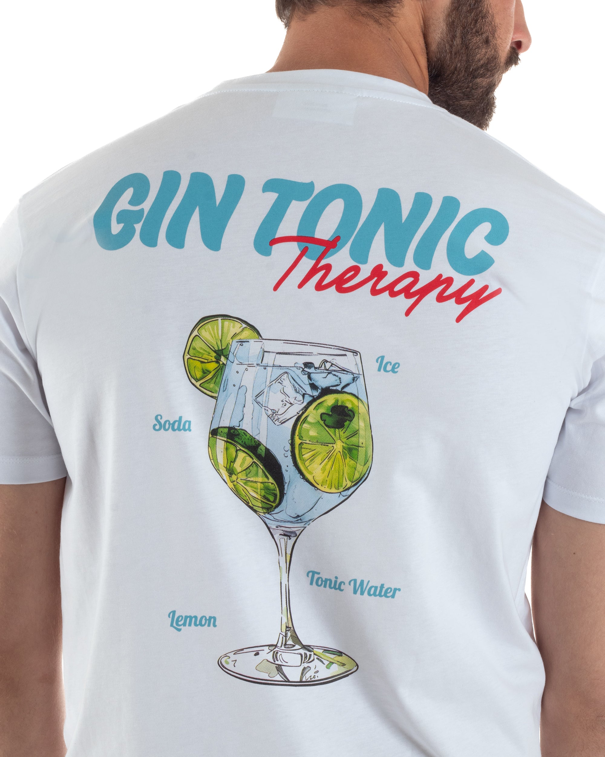 Dettaglio stampa retro cocktail Gin Tonic illustrazione bold Superculture bianco uomo