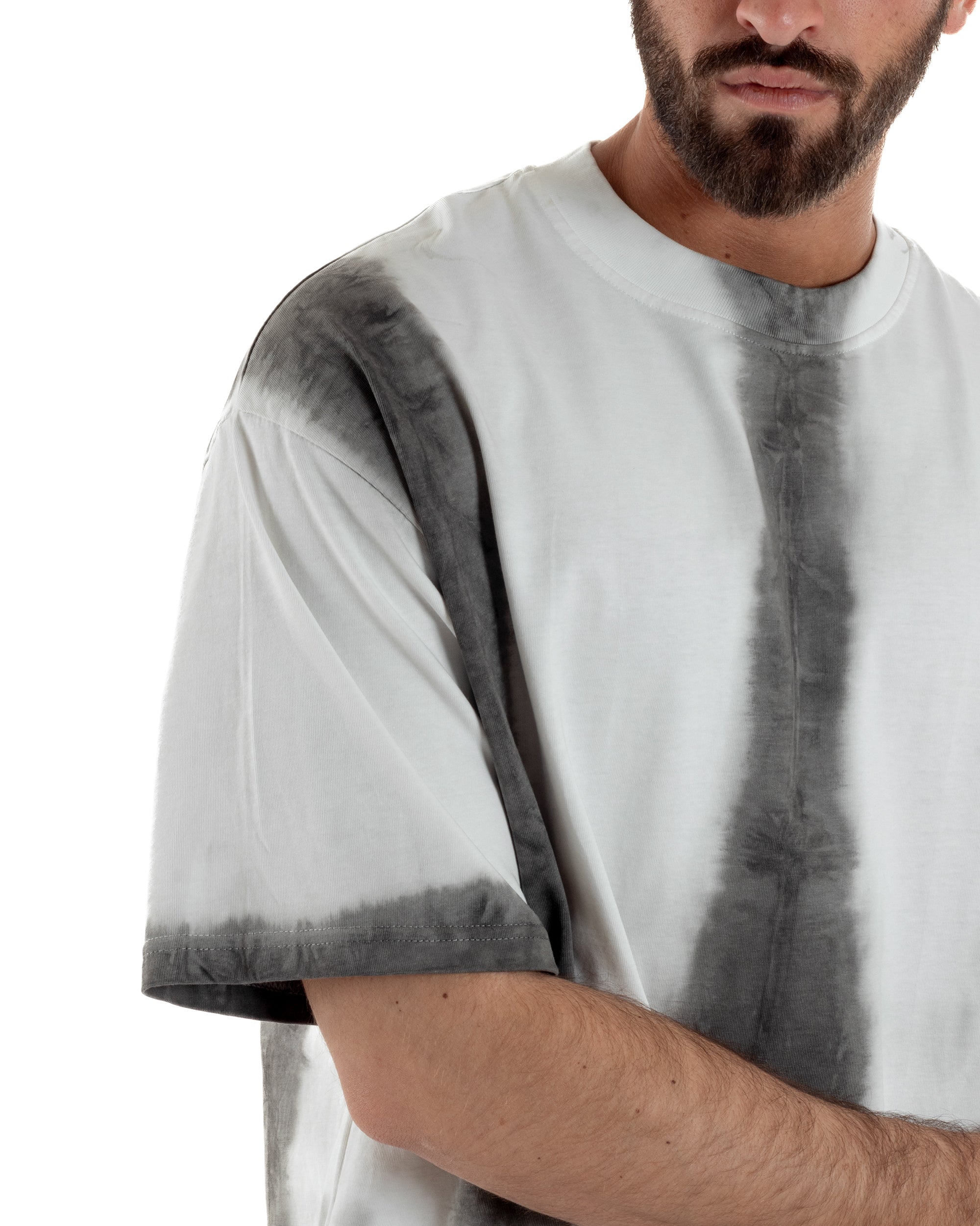 T-shirt uomo girocollo oversize fantasia tie-dye bianco GIOSAL-TS3262A