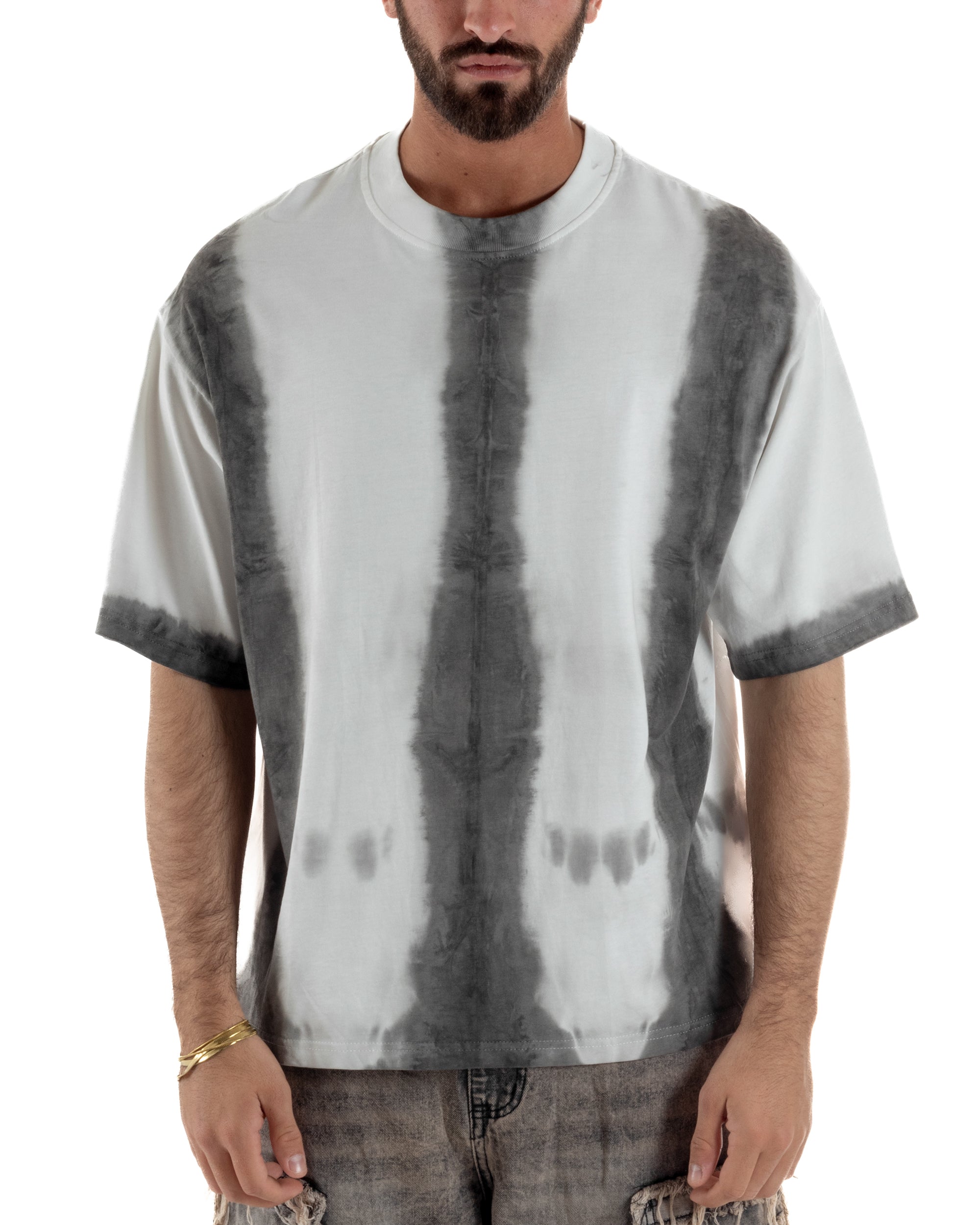T-shirt uomo girocollo oversize fantasia tie-dye bianco GIOSAL-TS3262A