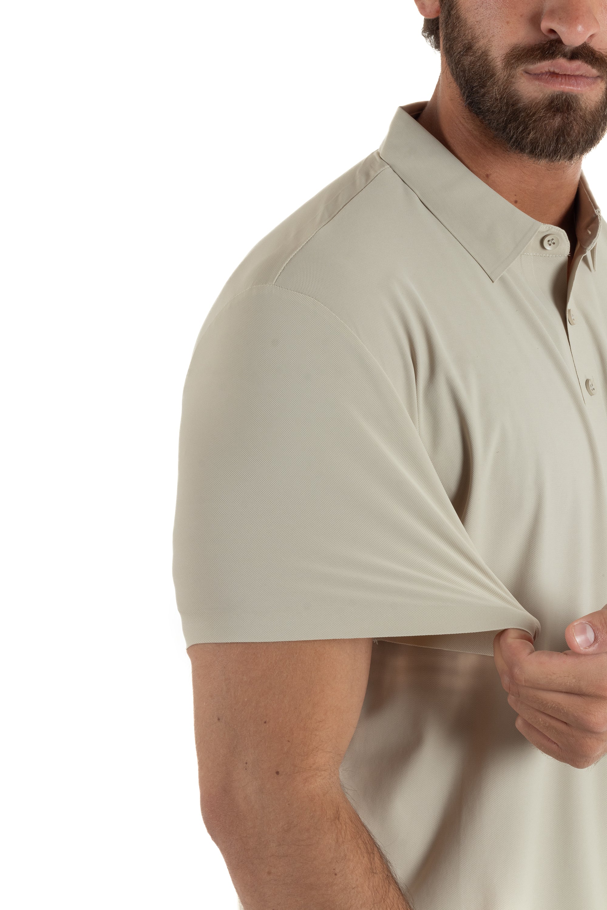 Polo uomo no-stiro stretch colletto con bottoni maglia basic beige GIOSAL-TS3291A