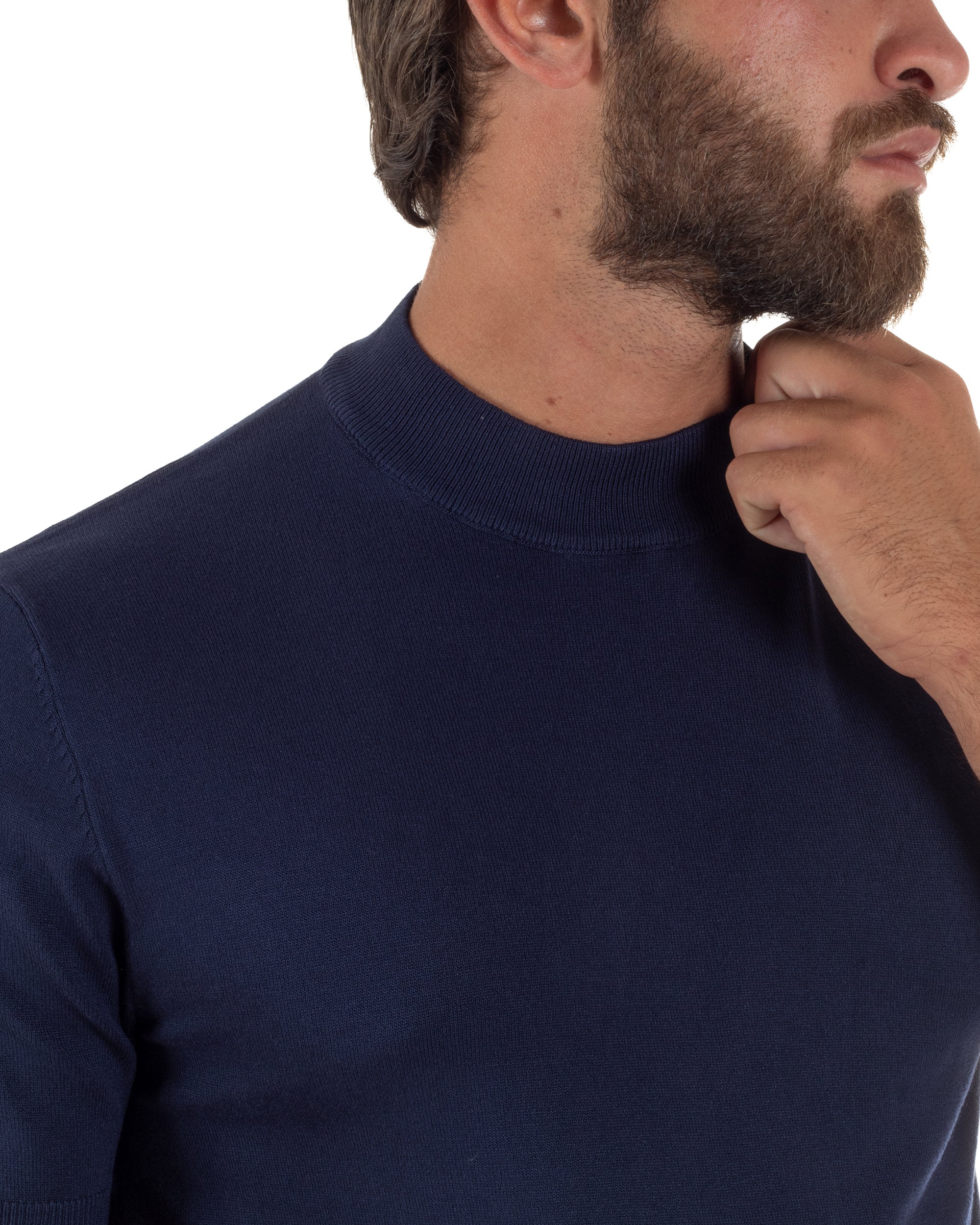 T-shirt uomo filo mezzocollo gola alta maglia basic sottogiacca blu GIOSAL-TS3311A