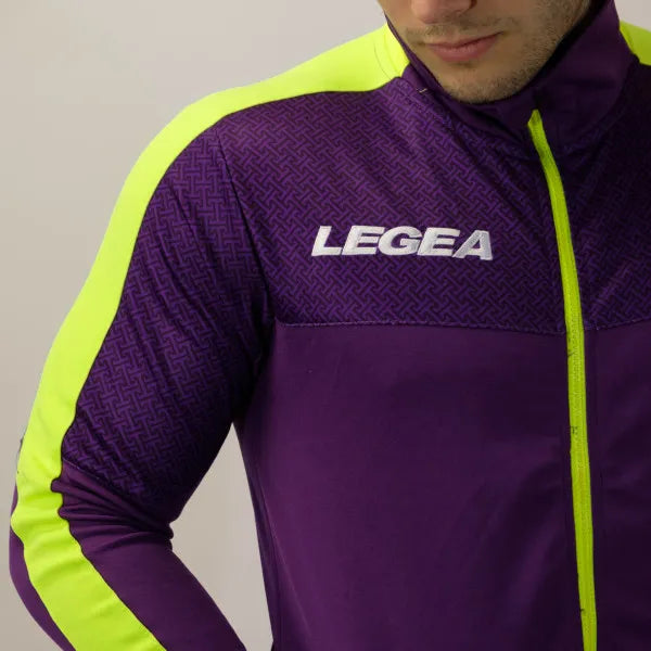 LEGEA CARACAS Freetime Unisex Casual Long Sleeve Zip Up Two-Tone Sweatshirt Purple Fluorescent Yellow GIOSAL-FELPACARACAS