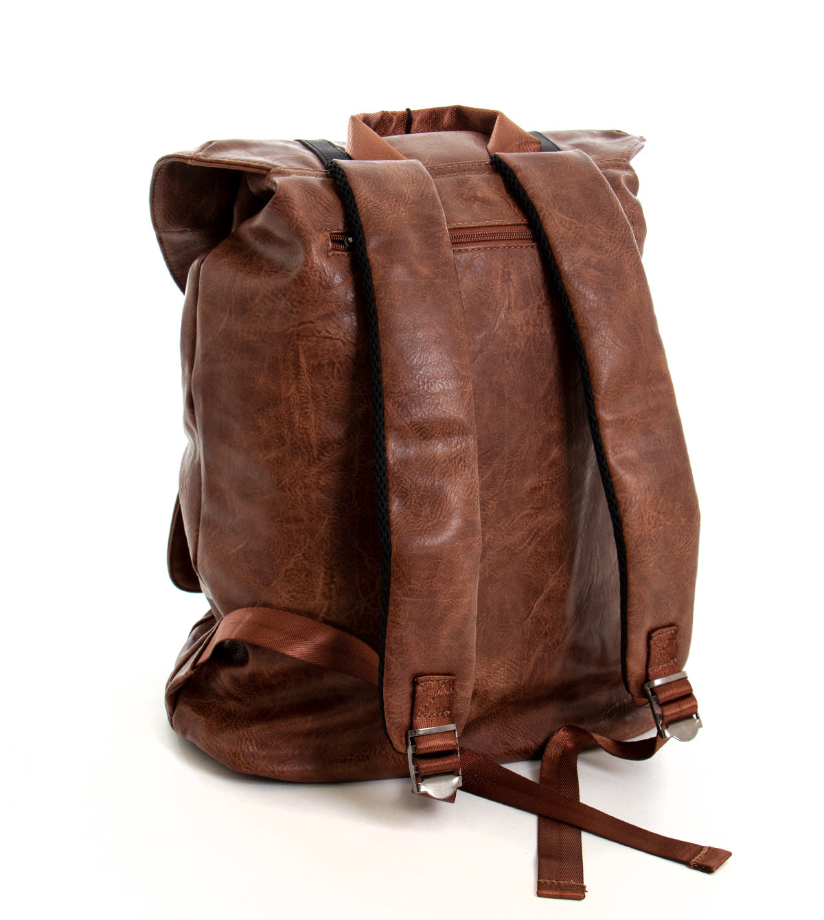 Zaino Unisex Zainetto Da Spalla Con Doppia Patta Borsa Uomo Ecopelle Martellata Vintage Basic Coulisse Marrone GIOSAL-ZU1072A