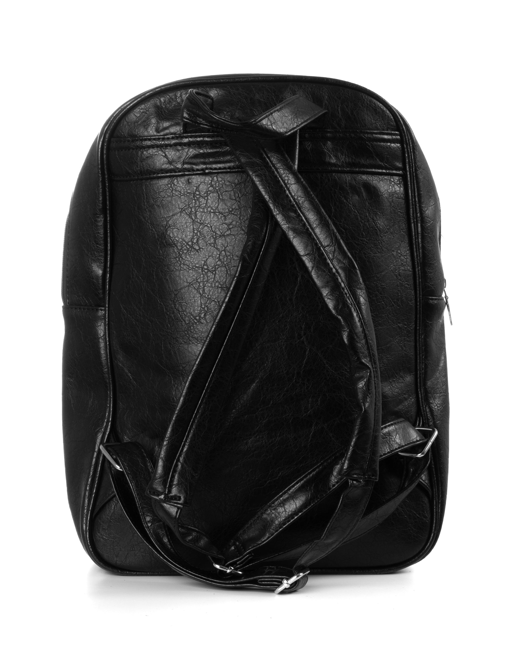 Zaino Zainetto Da Spalla Borsa Uomo Unisex Ecopelle Martellata Vintage Basic Zip Nero GIOSAL-ZU1116A