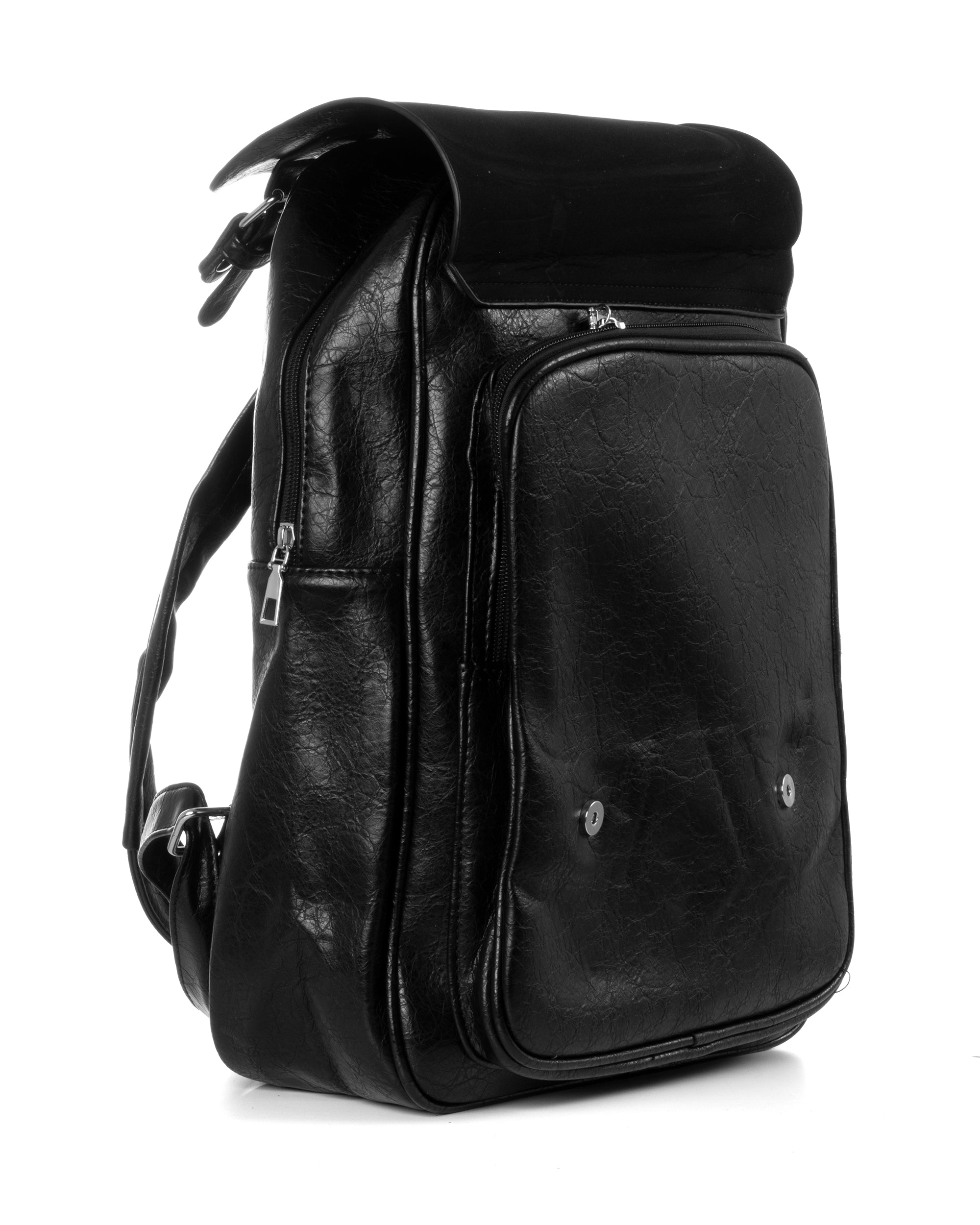 Zaino Zainetto Da Spalla Borsa Uomo Unisex Ecopelle Martellata Vintage Basic Zip Nero GIOSAL-ZU1116A