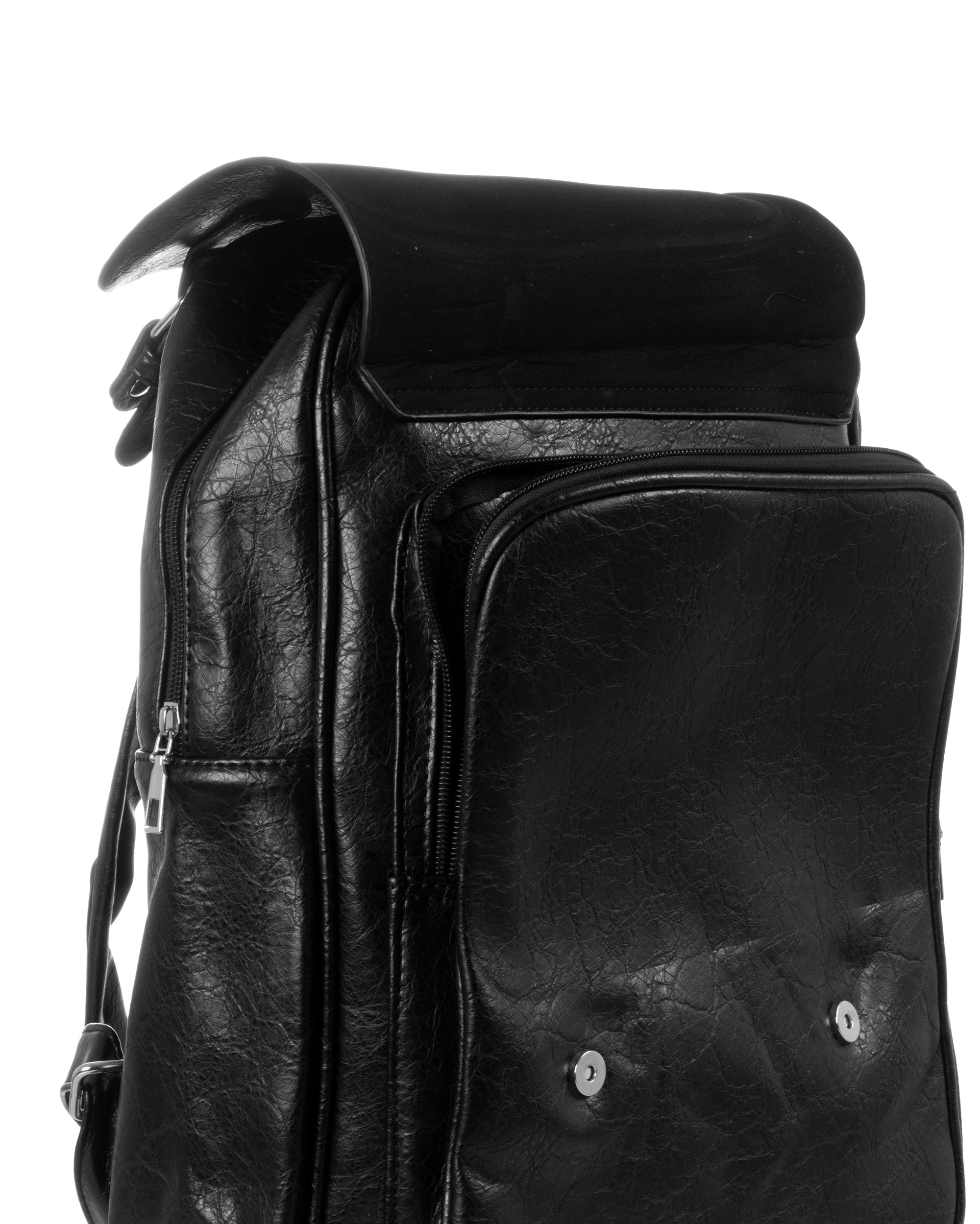 Zaino Zainetto Da Spalla Borsa Uomo Unisex Ecopelle Martellata Vintage Basic Zip Nero GIOSAL-ZU1116A