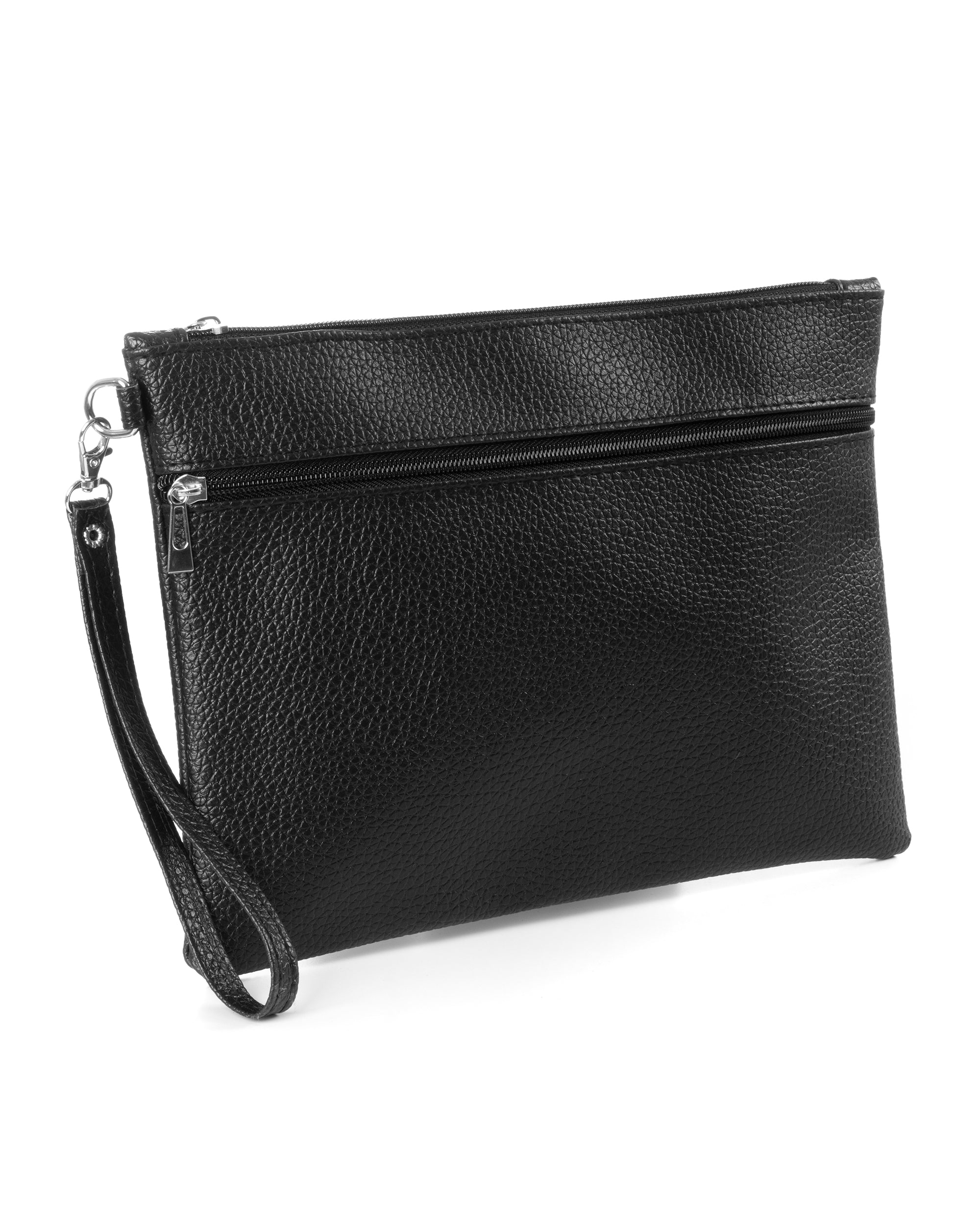 Borsa Borsello Uomo Borsetta Pochette a Mano Unisex Ecopelle Zip Casual Nero GIOSAL-ZU1118A