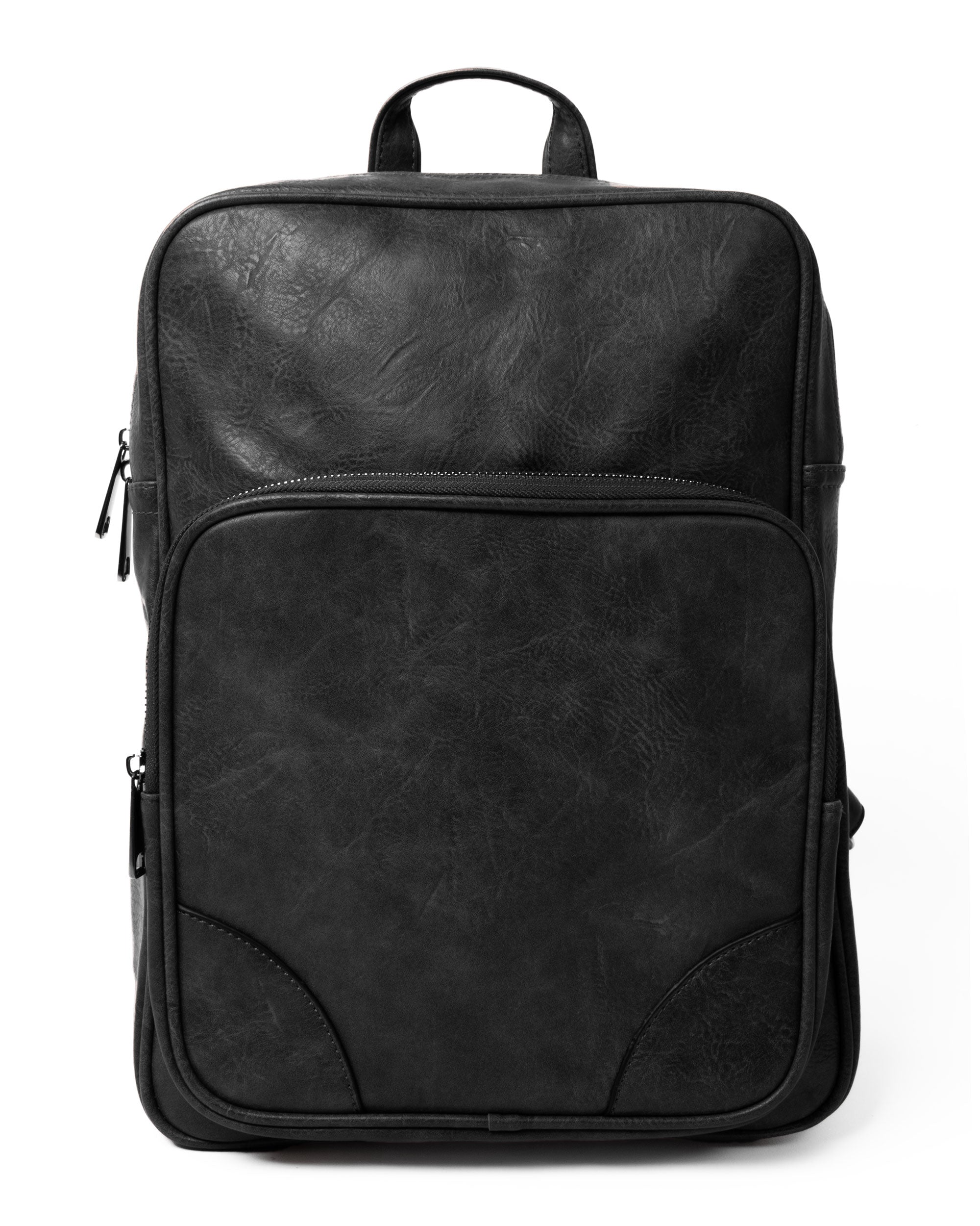 Zaino Elegante Moderno Unisex Uomo Nero Ecopelle Zip Da Spalla Martellato Tinta Unita GIOSAL-ZU1123A