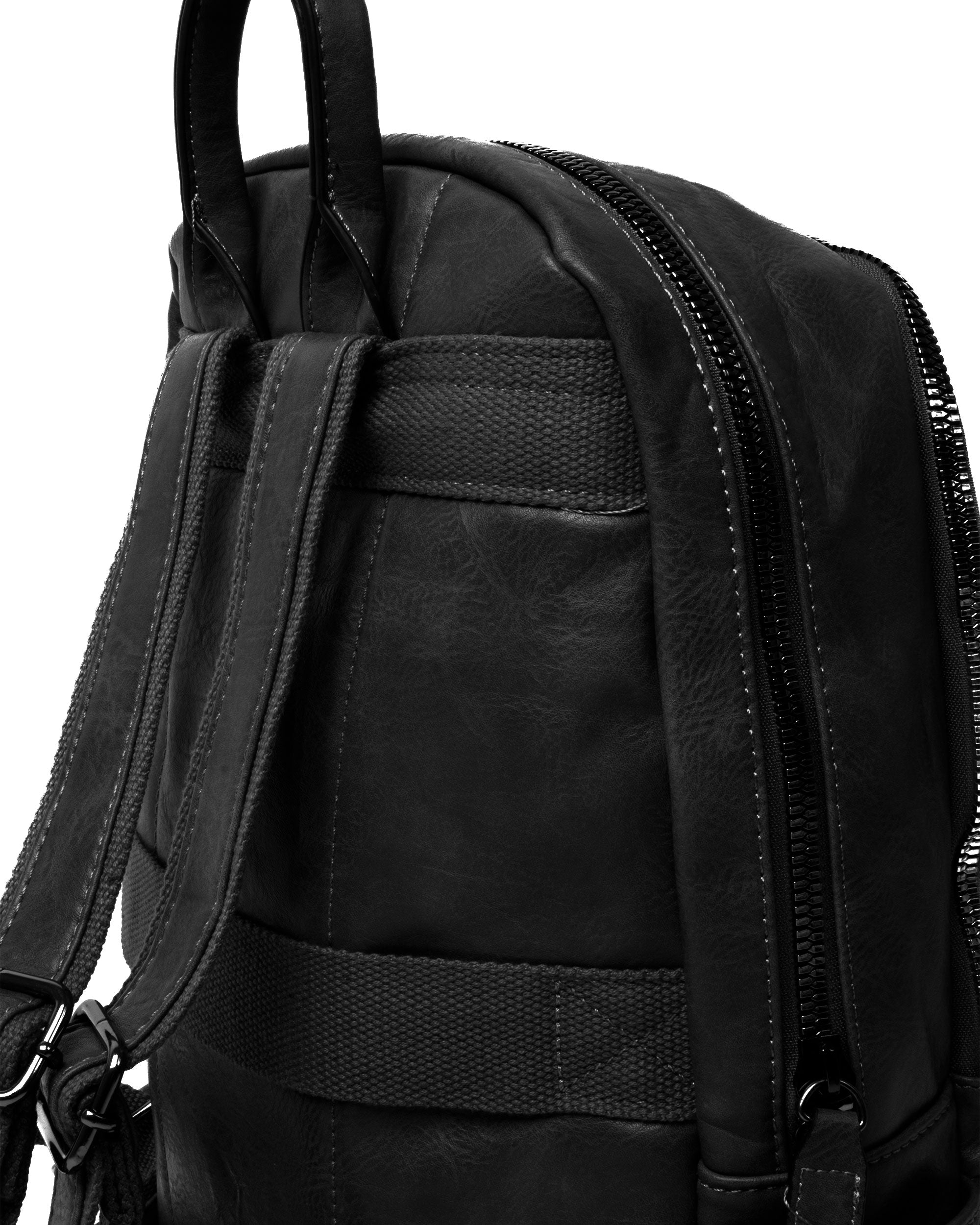 Zaino Elegante Moderno Unisex Uomo Nero Ovale Ecopelle Zip Da Spalla Tinta Unita GIOSAL-ZU1125A