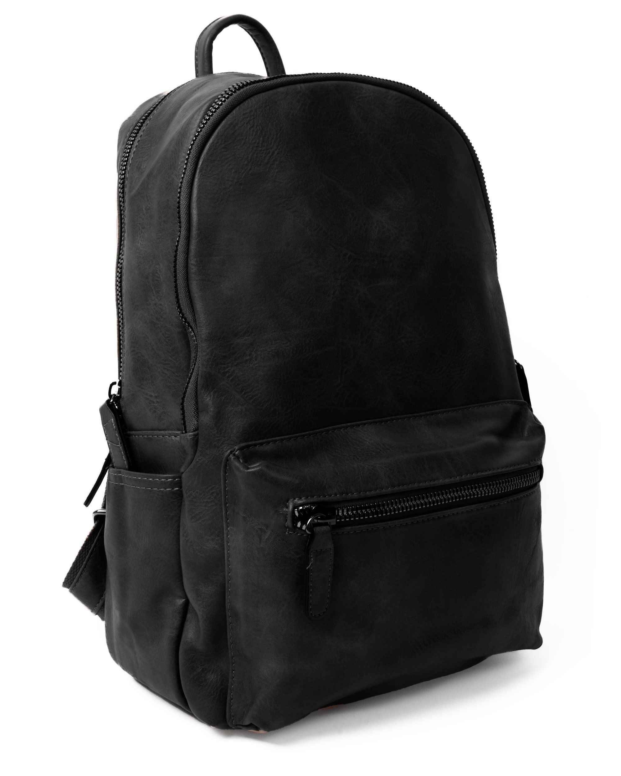 Zaino Elegante Moderno Unisex Uomo Nero Ovale Ecopelle Zip Da Spalla Tinta Unita GIOSAL-ZU1125A