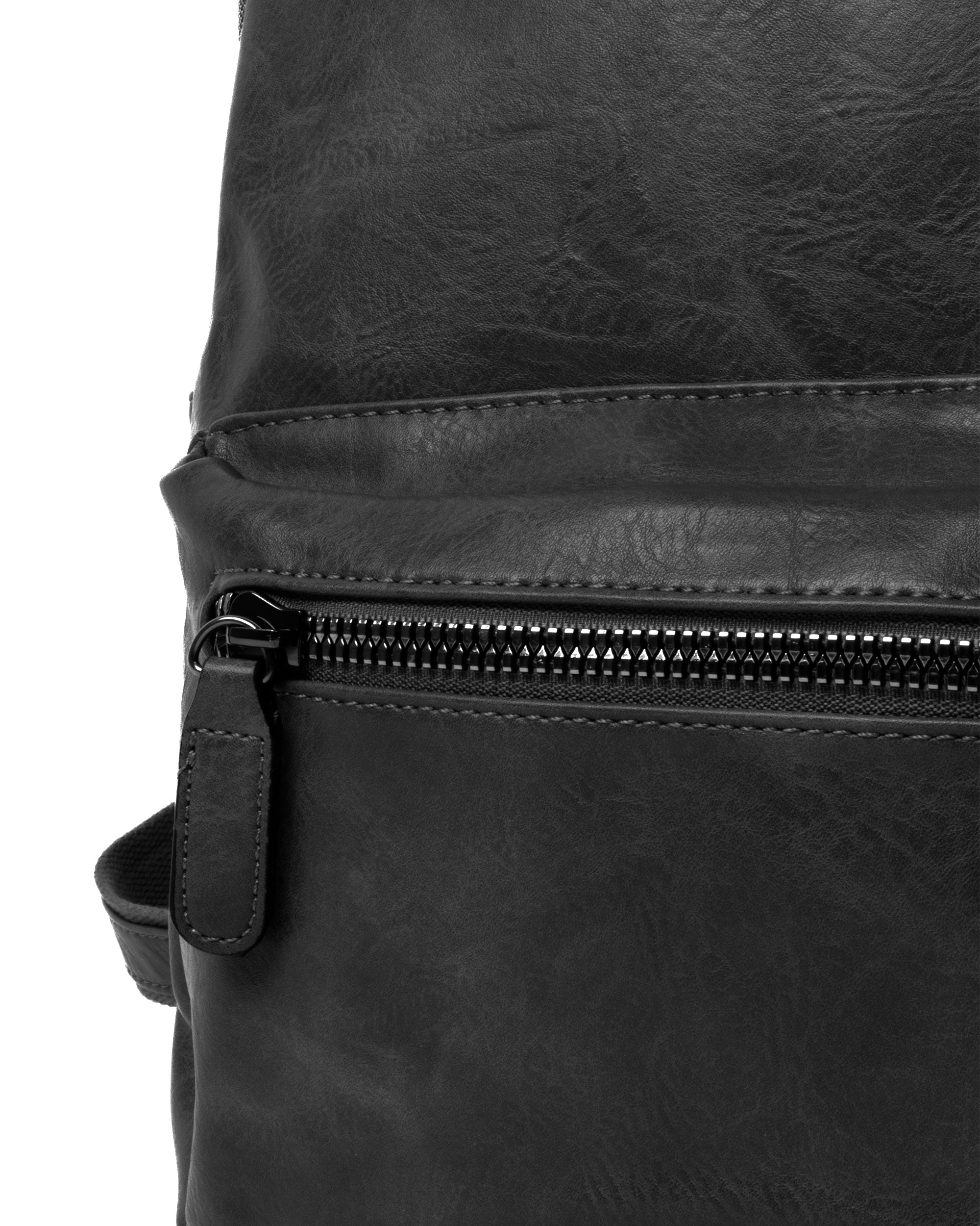 Zaino Elegante Moderno Unisex Uomo Nero Ovale Ecopelle Zip Da Spalla Tinta Unita GIOSAL-ZU1125A