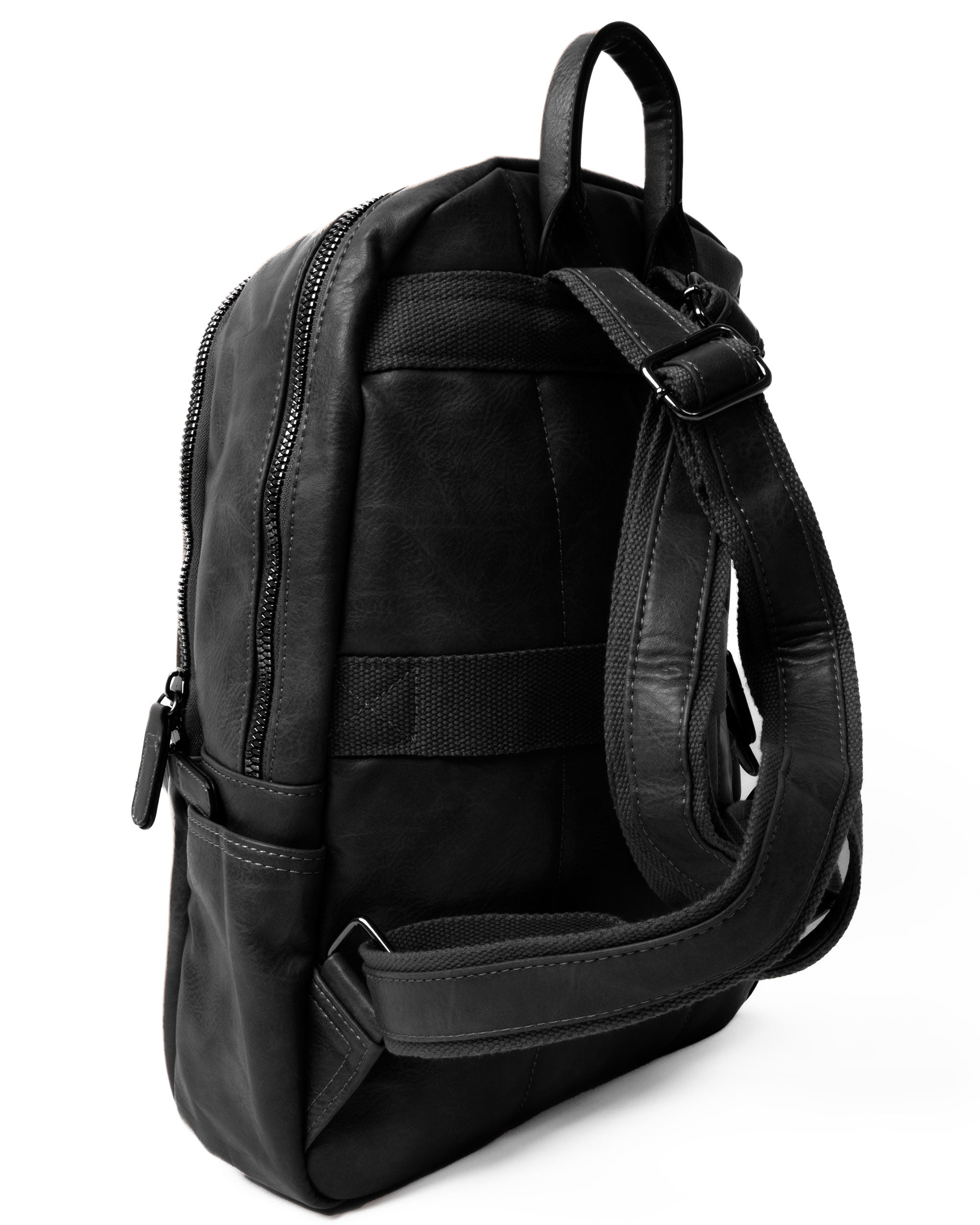 Zaino Elegante Moderno Unisex Uomo Nero Ovale Ecopelle Zip Da Spalla Tinta Unita GIOSAL-ZU1125A